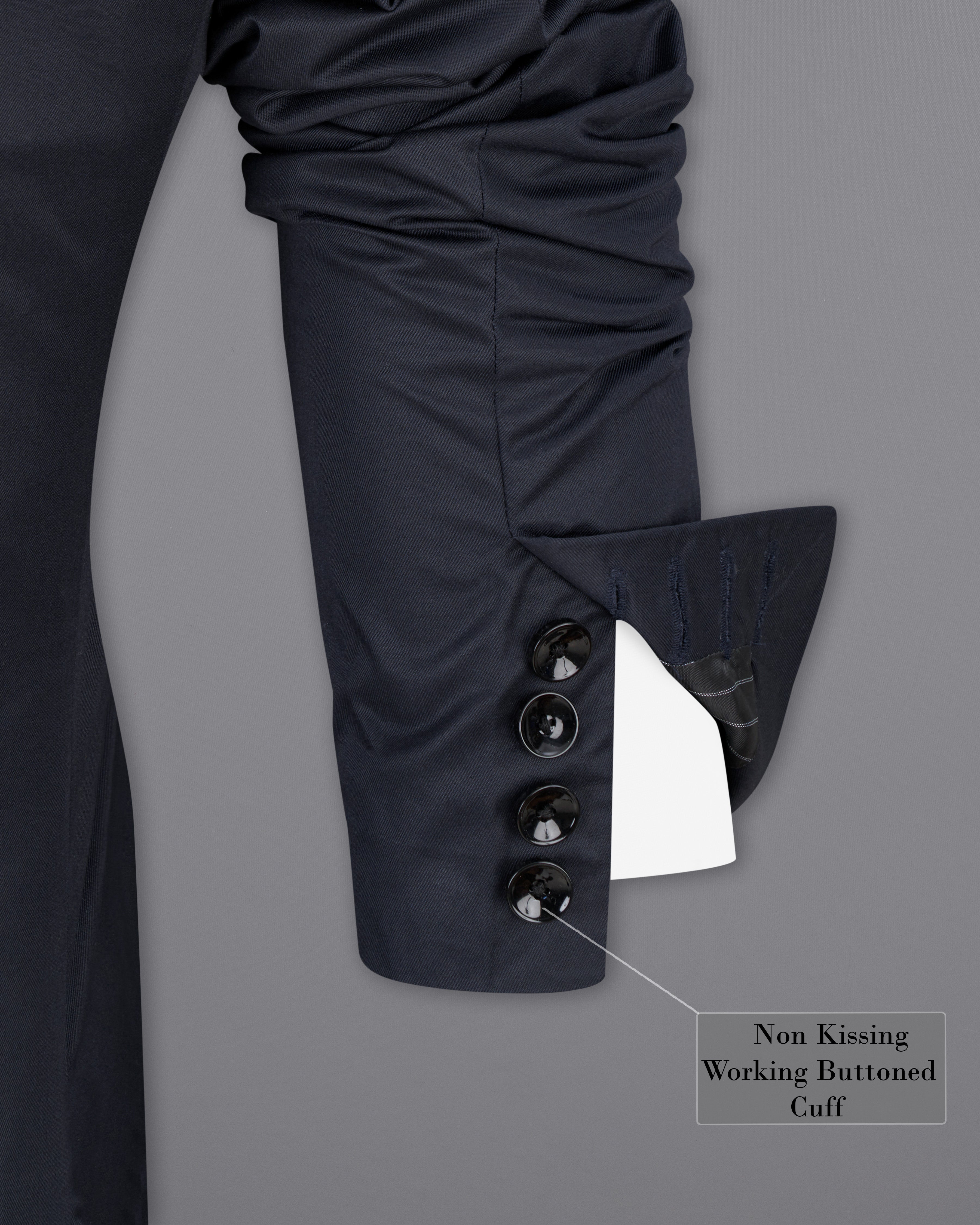 Thunder Blue with Brown Patch Work Premium Cotton Designer Suit