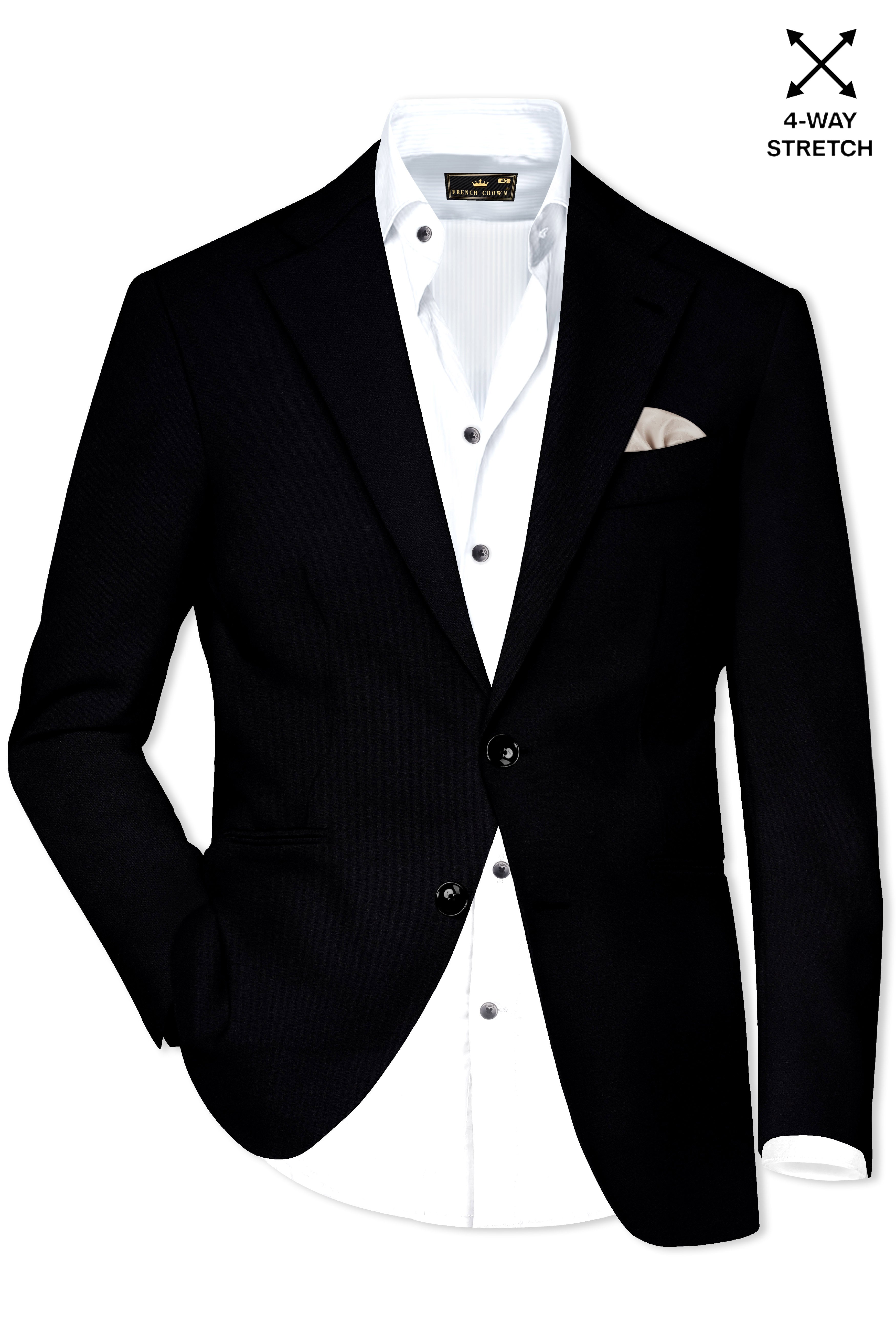 Noirex-Korean Black ( The Best Black We Have ) 4-Way Stretch Single Breasted Suit