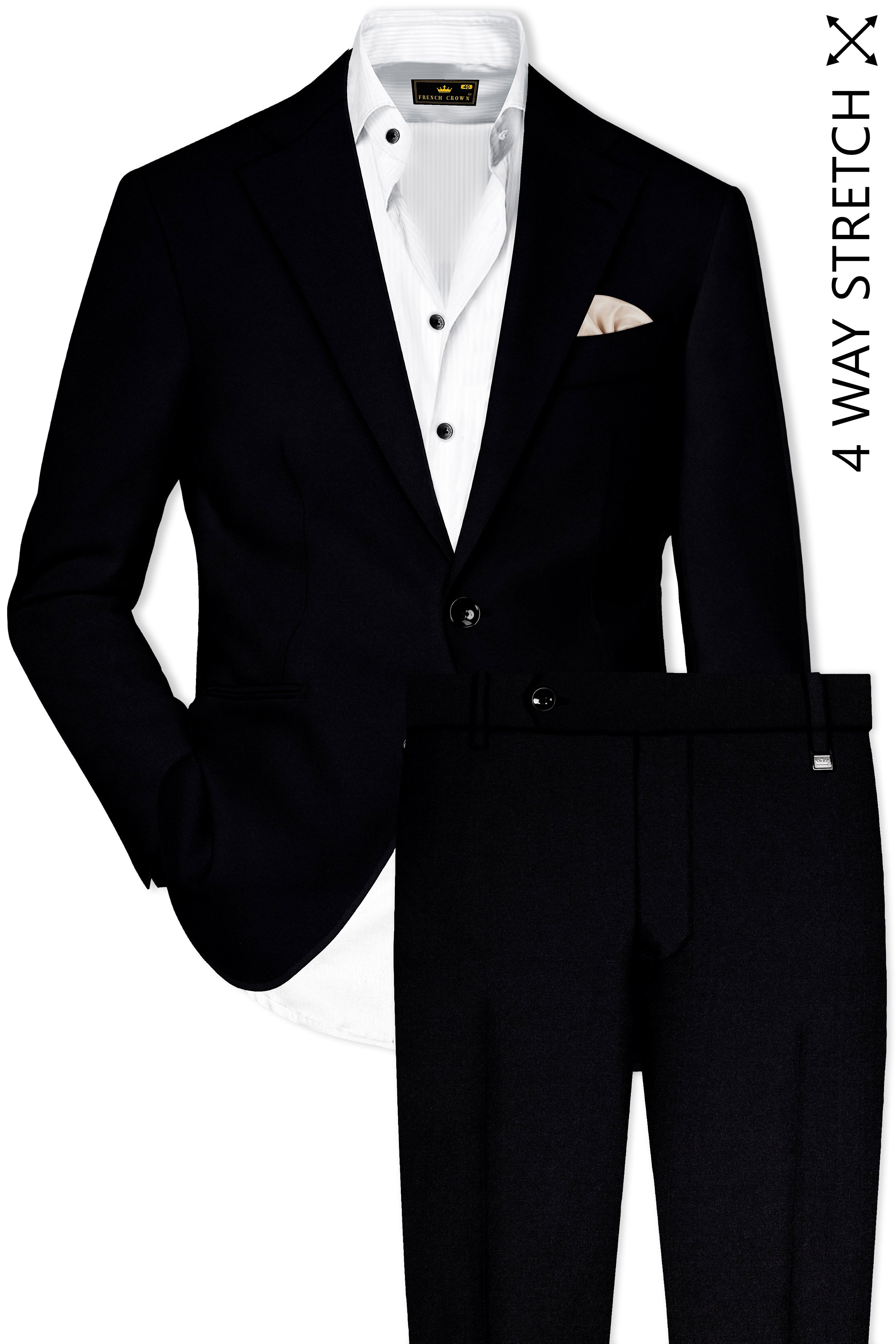 Korean Black ( The Best Black We Have ) 4-Way Stretch Single Breasted Suit