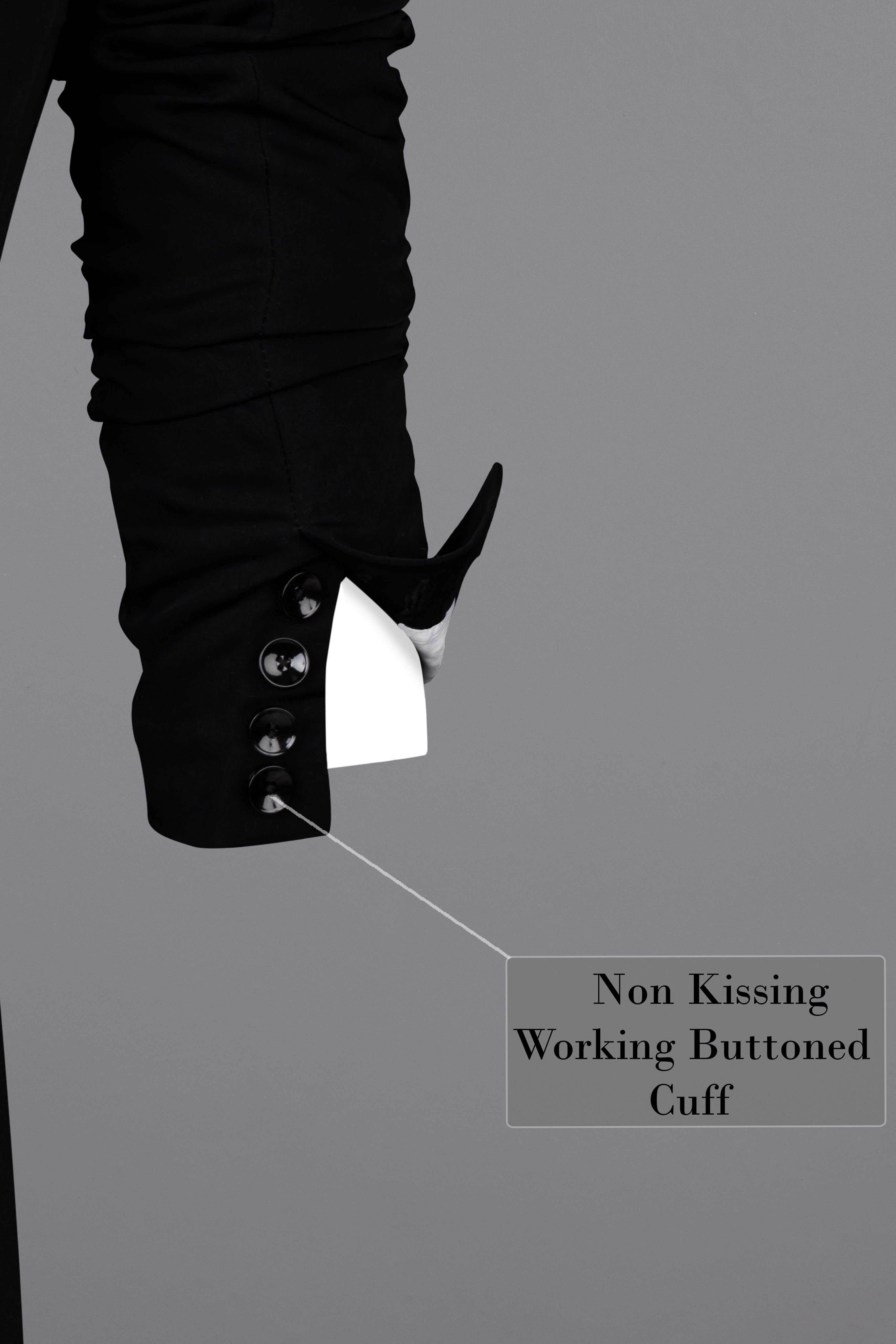 Noirex-Korean Black ( The Best Black We Have ) Embroidered 4-Way Stretch Single Breasted Designer Signature Suit