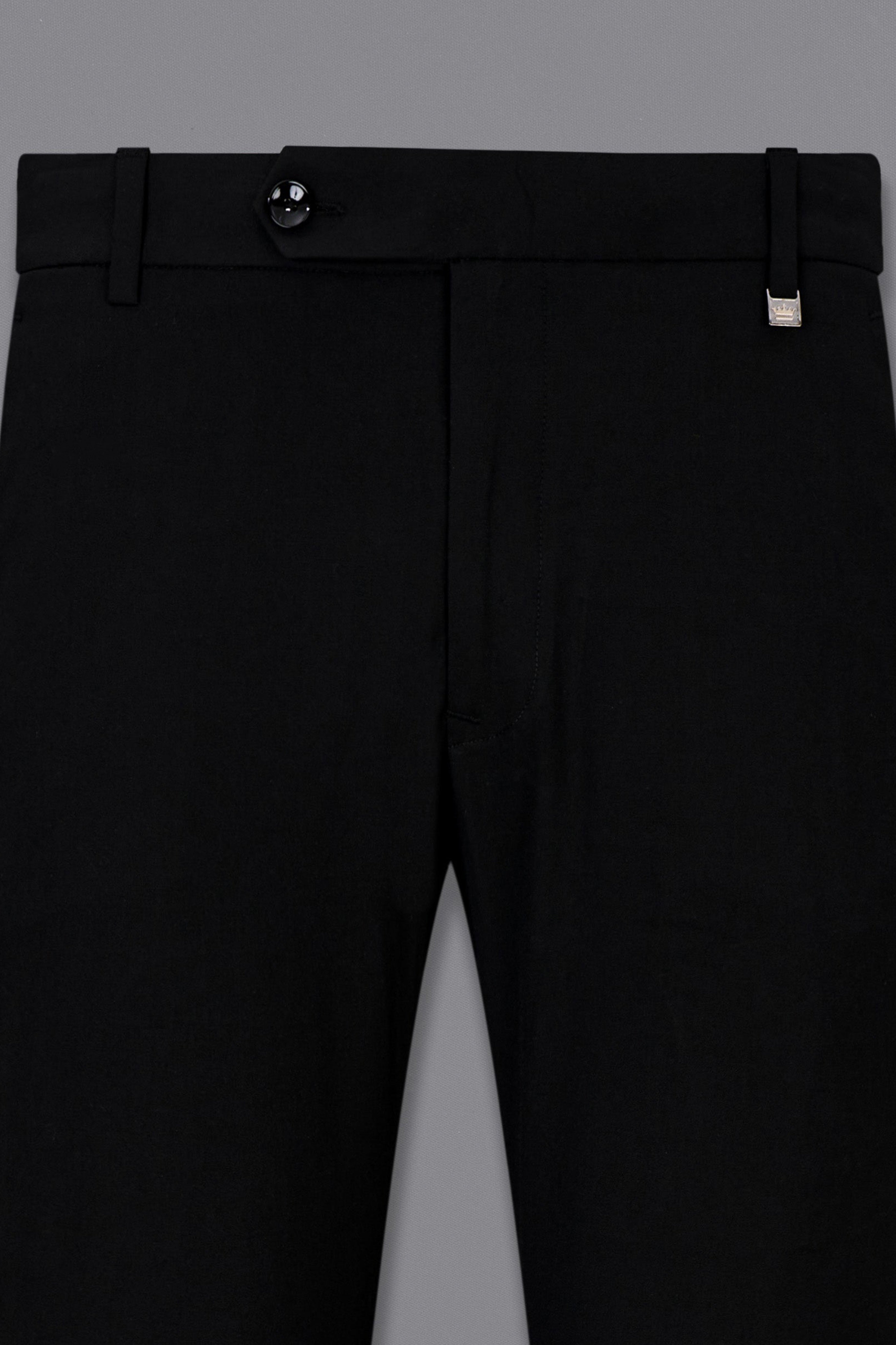Noirex-Korean Black ( The Best Black We Have ) Embroidered 4-Way Stretch Single Breasted Designer Signature Suit