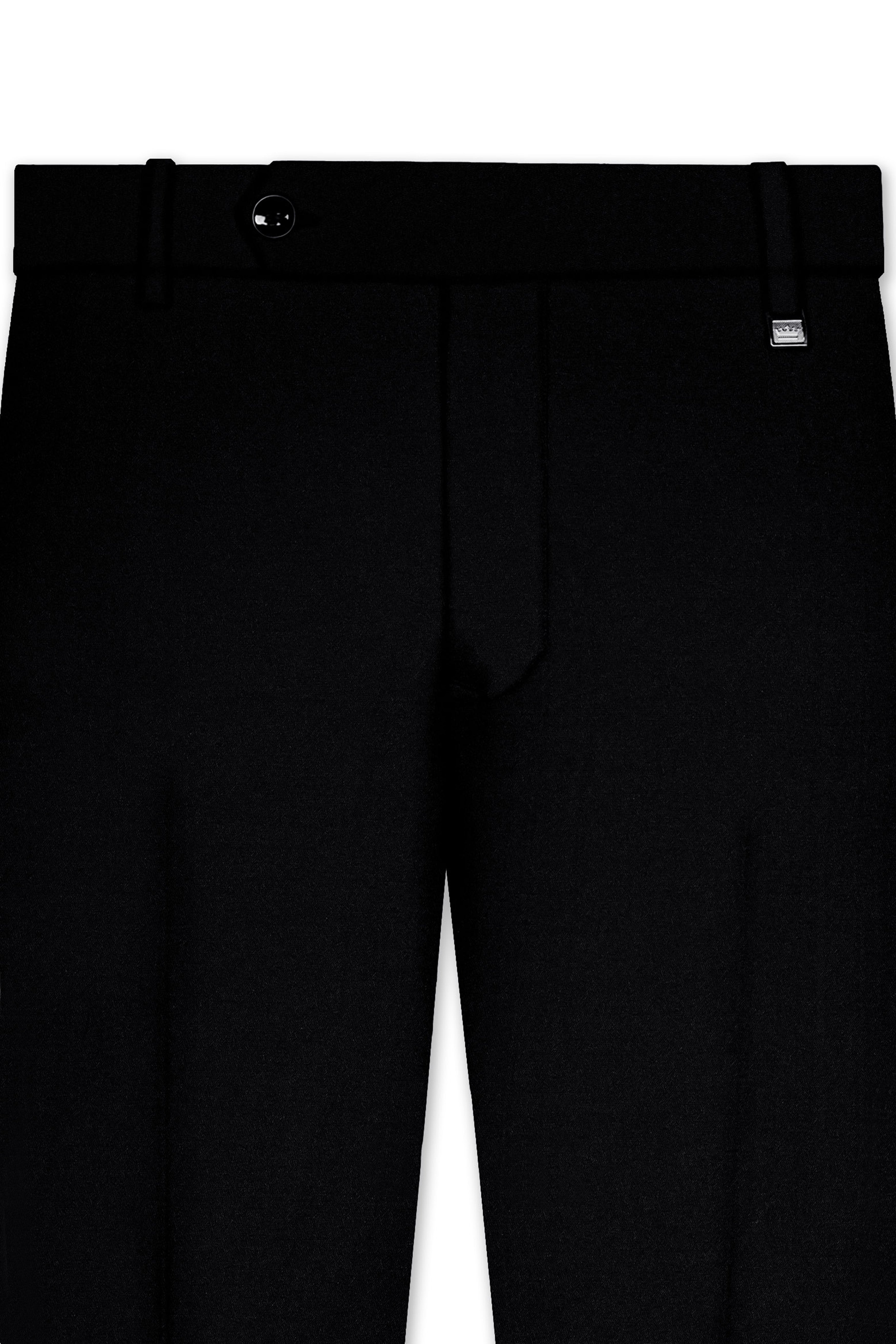 Noirex-Korean Black (The Best Black We Have) Cross Placket 4-Way Stretch Bandhgala Suit