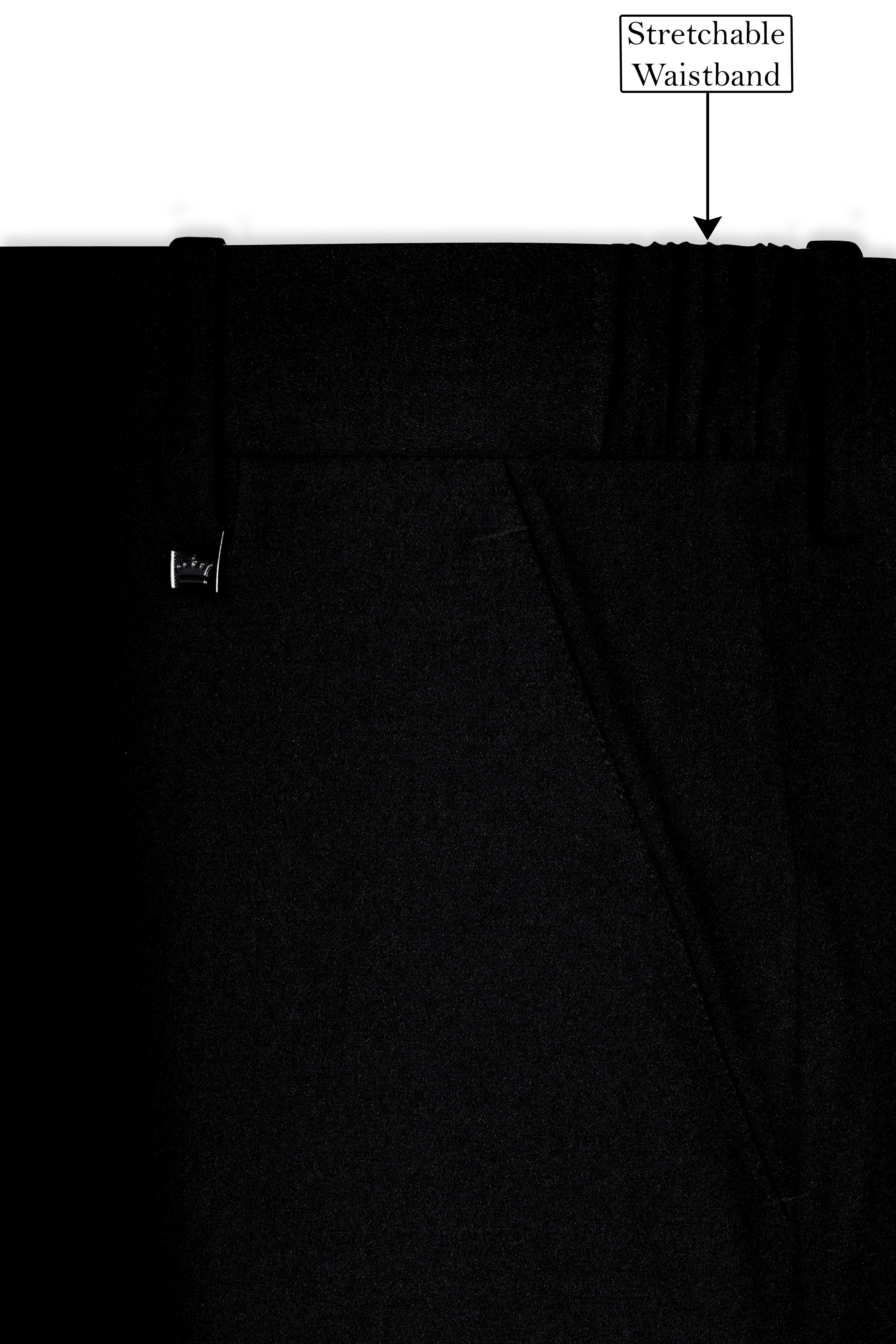 Noirex-Korean Black (The Best Black We Have) Cross Placket 4-Way Stretch Bandhgala Suit