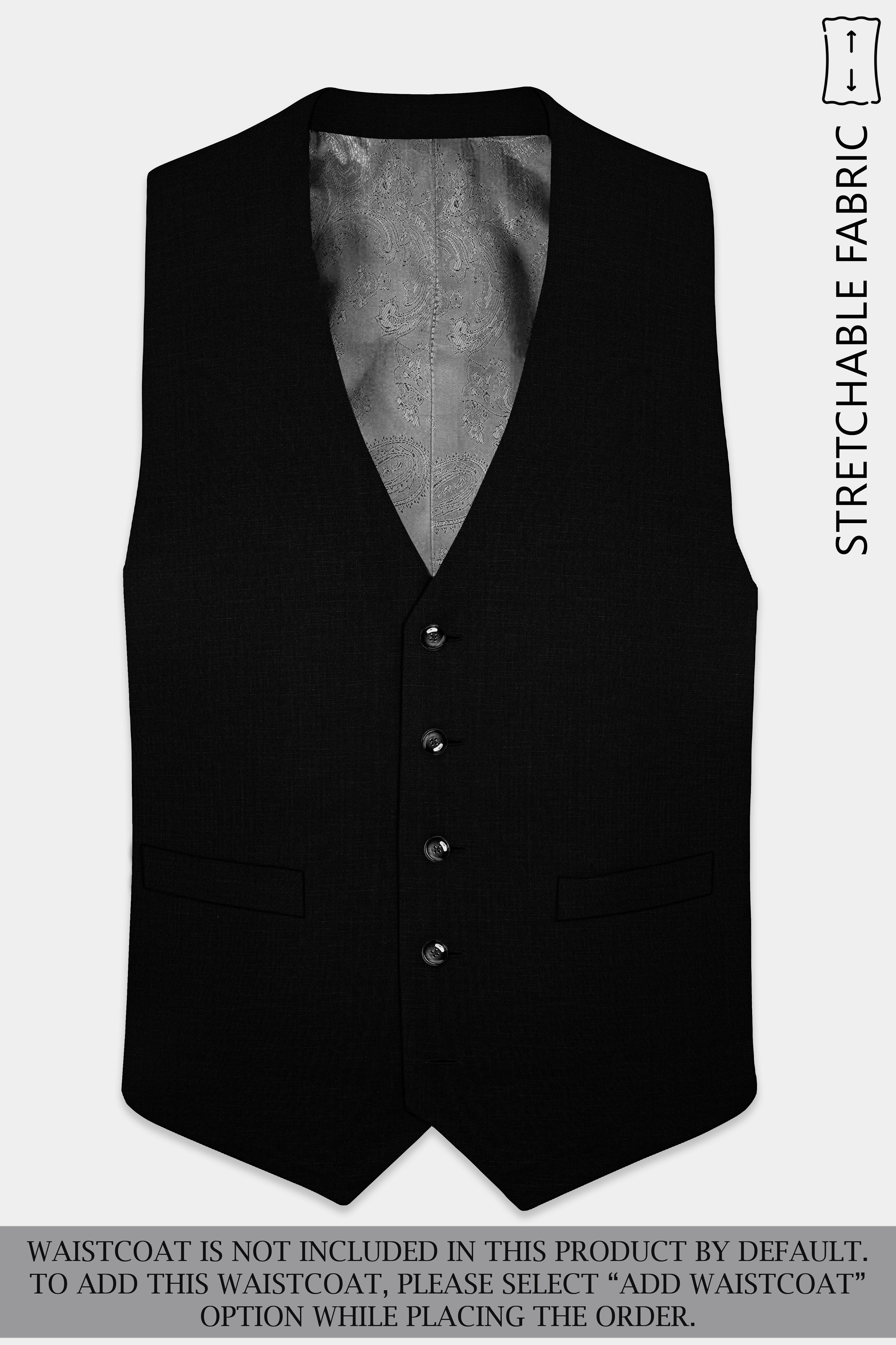 Jade Black With Hand Painted Stretchable Single Breasted Designer Suit