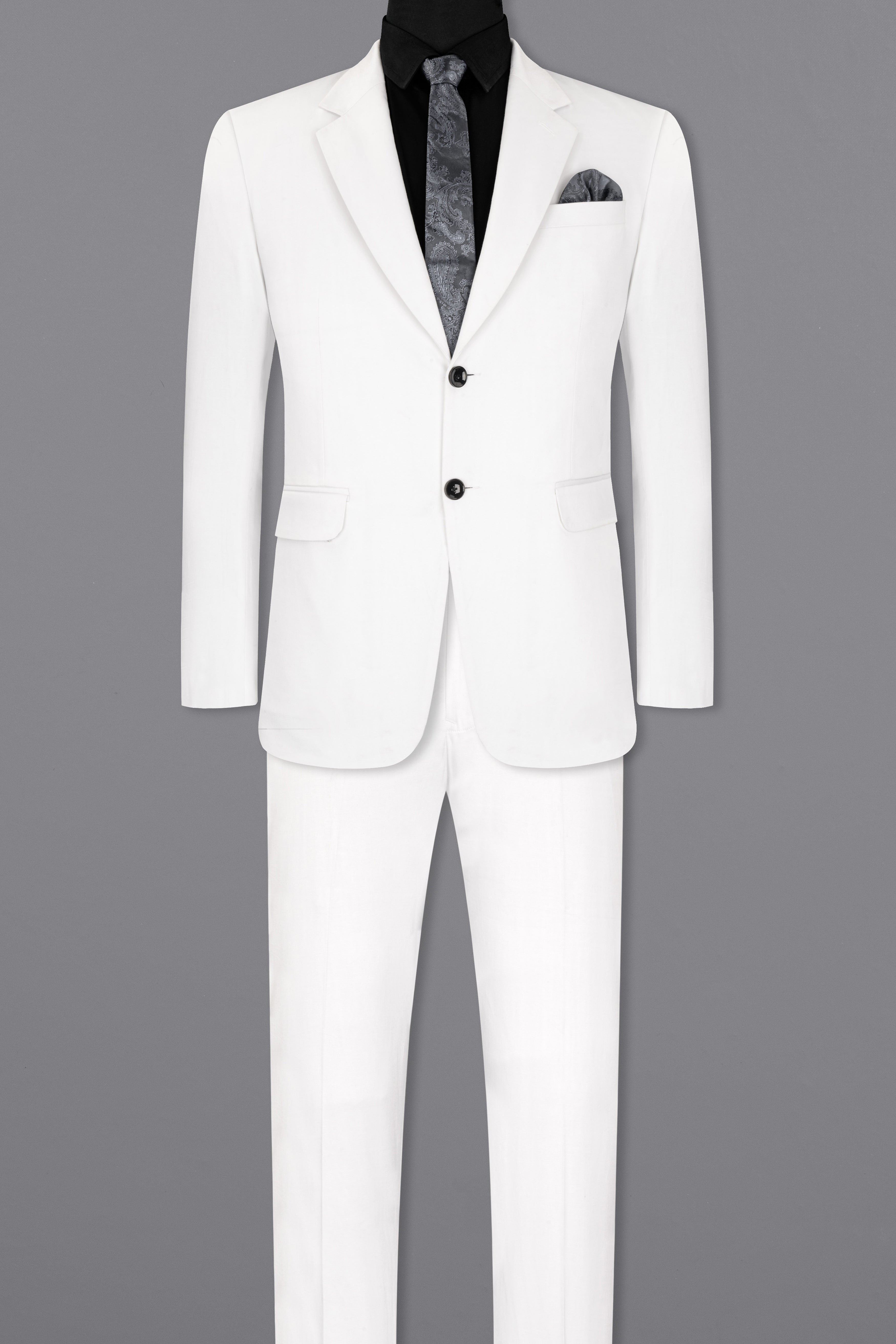 Bright White Solid Stretchable Premium Cotton traveler Suit