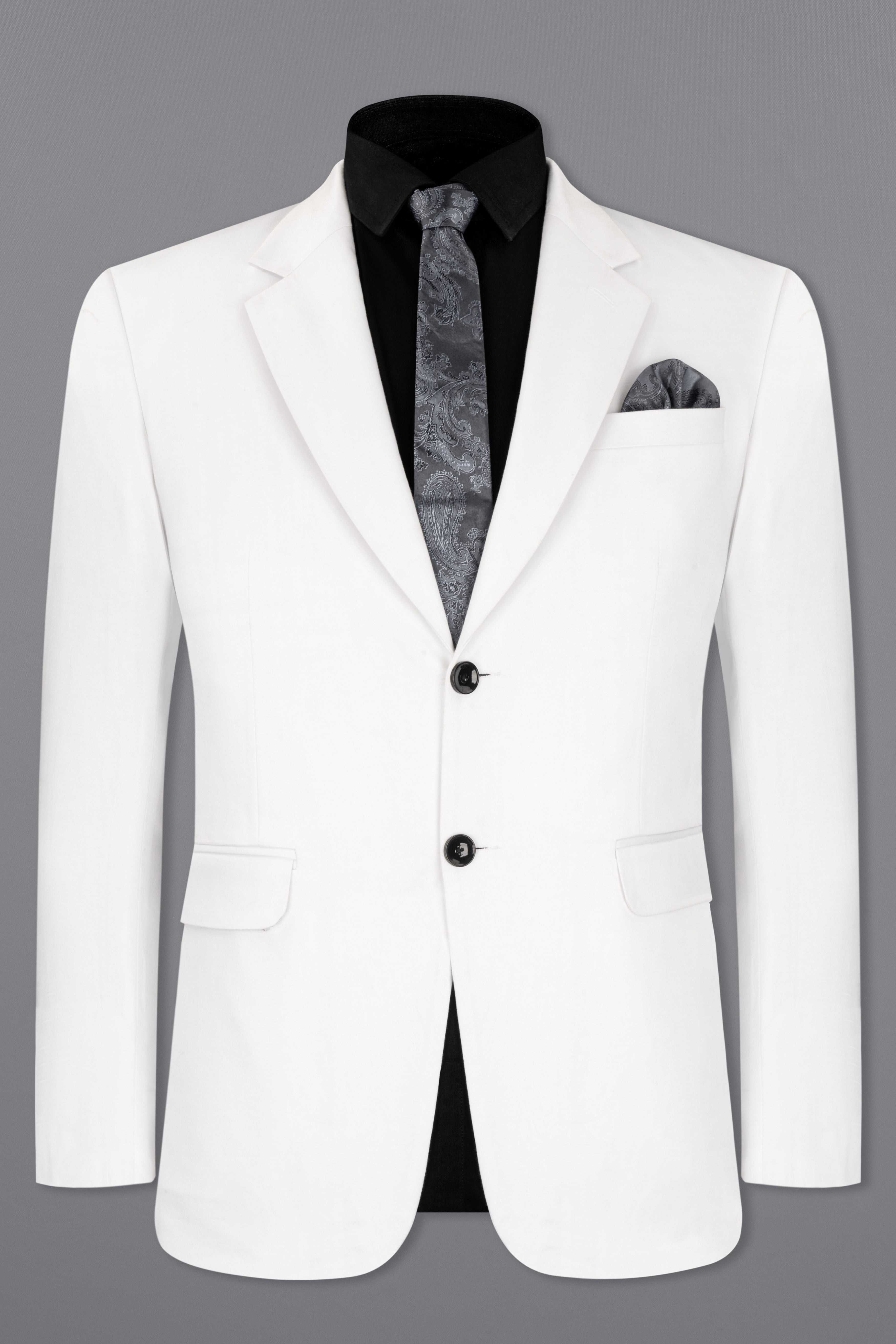 Bright White Solid Stretchable Premium Cotton traveler Suit