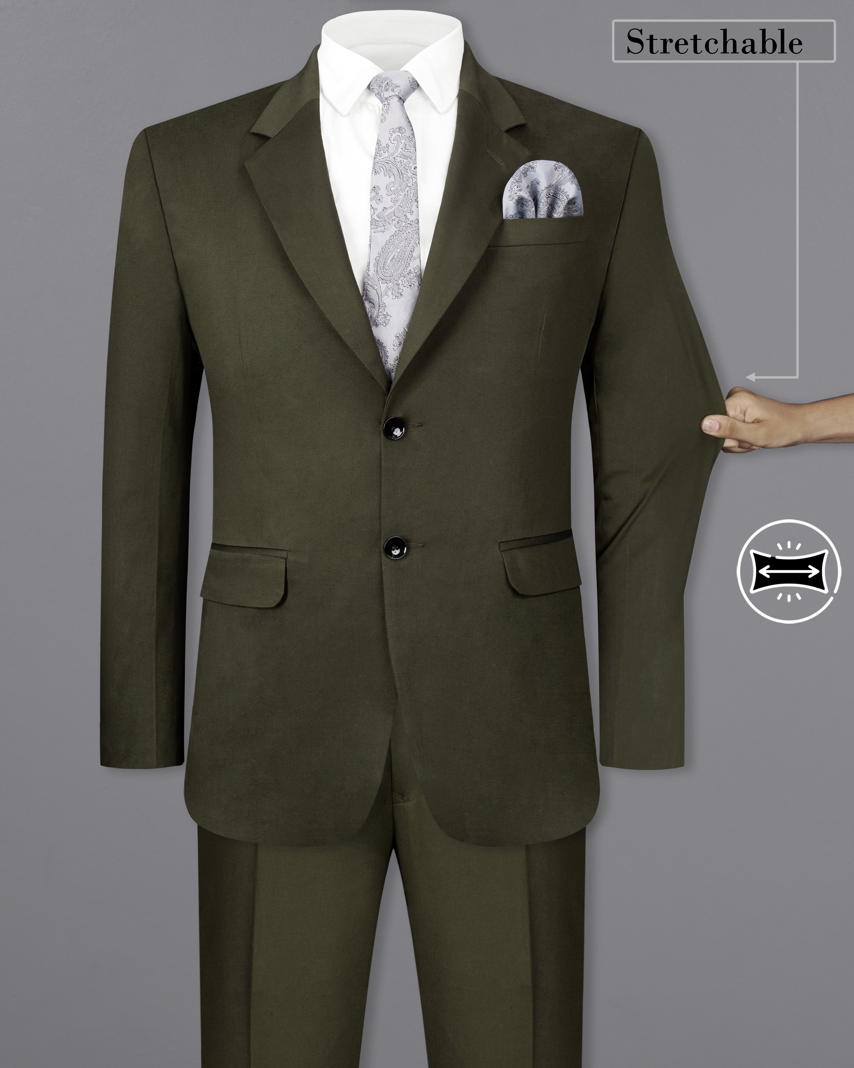 Taupe Green Solid Stretchable Premium Cotton traveler Suit ST2642-SB-36,ST2642-SB-38,ST2642-SB-40,ST2642-SB-42,ST2642-SB-44,ST2642-SB-46,ST2642-SB-48,ST2642-SB-50,ST2642-SB-52,ST2642-SB-54,ST2642-SB-56,ST2642-SB-58,ST2642-SB-60