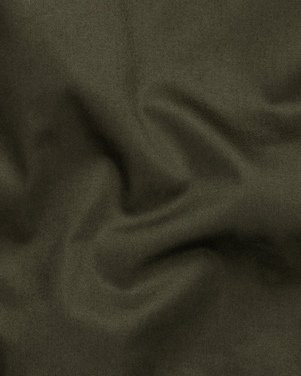 Taupe Green Solid Stretchable Premium Cotton traveler Suit