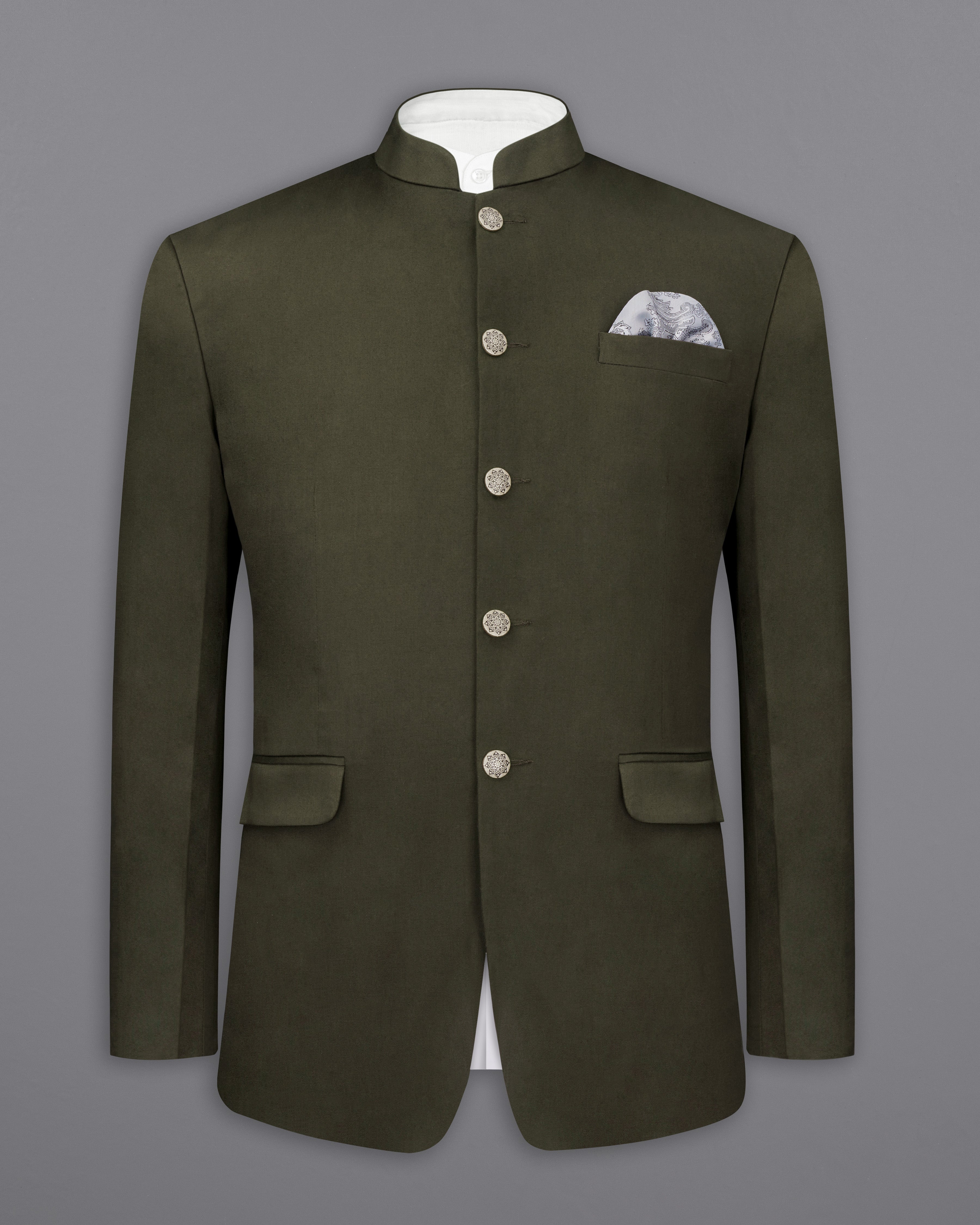 Taupe Green Solid Stretchable Premium Cotton Bandhgala traveler Suit ST2644-BG-36,ST2644-BG-38,ST2644-BG-40,ST2644-BG-42,ST2644-BG-44,ST2644-BG-46,ST2644-BG-48,ST2644-BG-50,ST2644-BG-52,ST2644-BG-54,ST2644-BG-56,ST2644-BG-58,ST2644-BG-60
