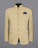 A royal cream bandhgala suit set with elegant metal buttons and a sharp tailored fit