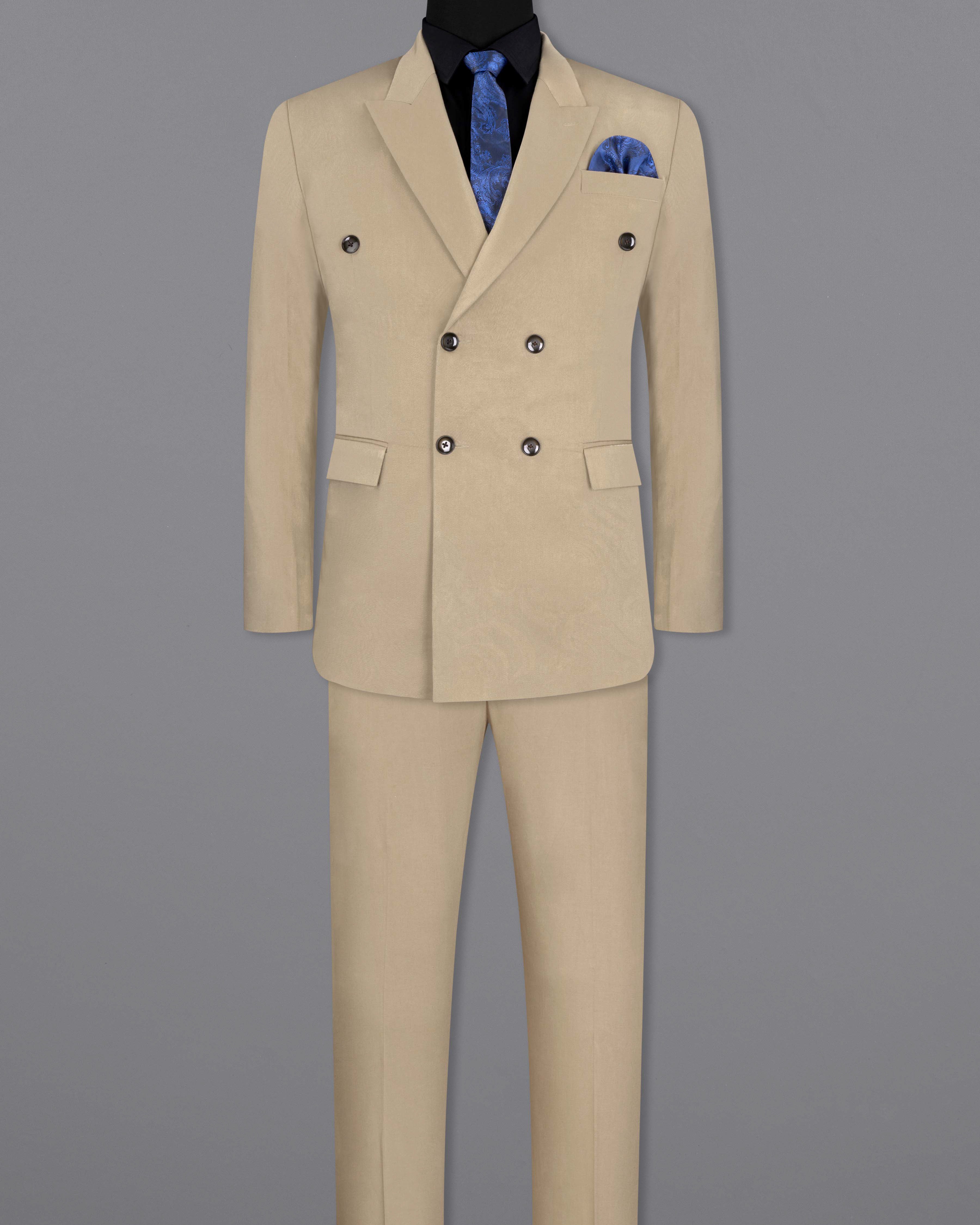 Quicksand Brown Stretchable Double Breasted Premium Cotton traveler Suit ST2653-DB-36,ST2653-DB-38,ST2653-DB-40,ST2653-DB-42,ST2653-DB-44,ST2653-DB-46,ST2653-DB-48,ST2653-DB-50,ST2653-DB-52,ST2653-DB-54,ST2653-DB-56,ST2653-DB-58,ST2653-DB-60