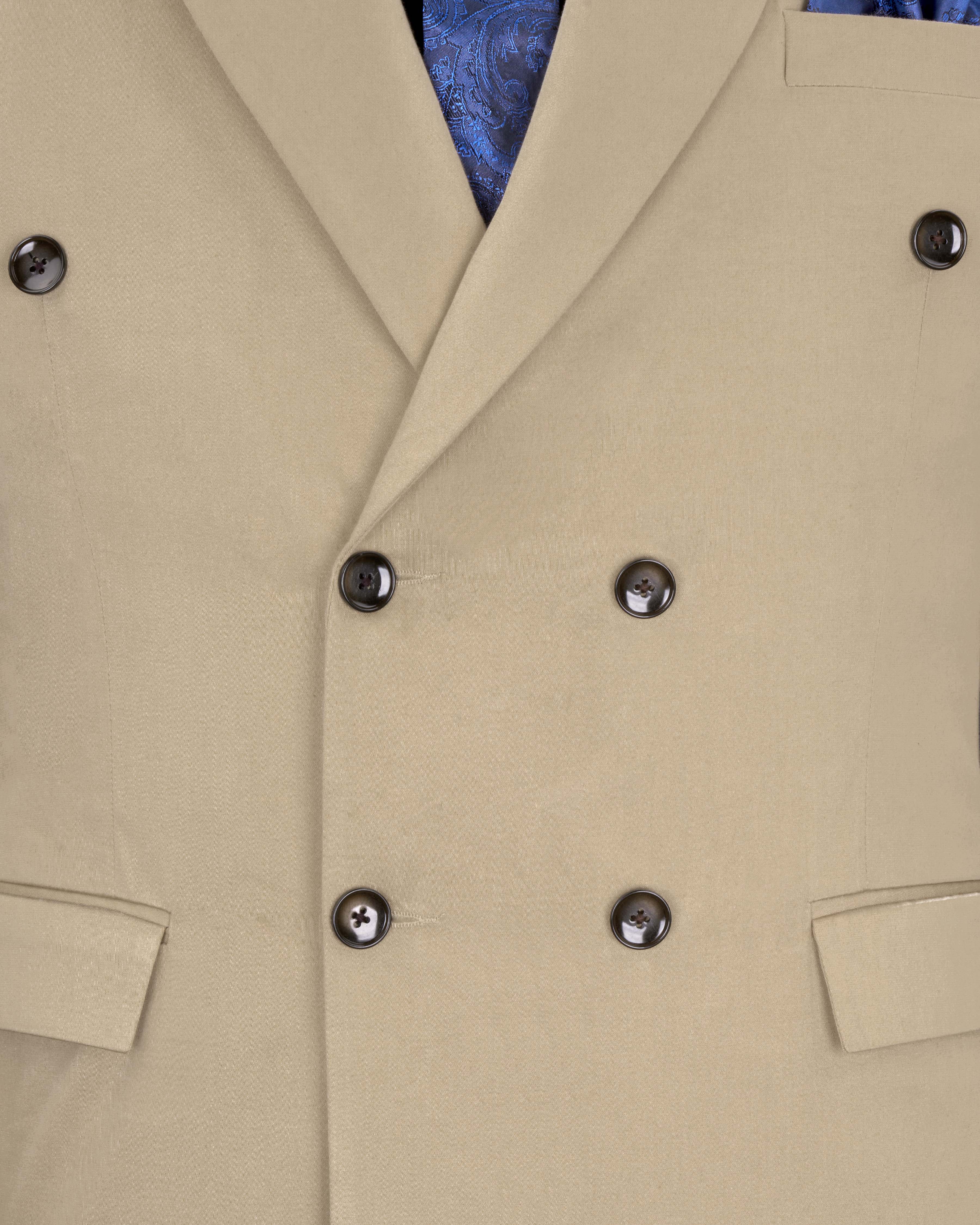 Quicksand Brown Stretchable Double Breasted Premium Cotton traveler Suit ST2653-DB-36,ST2653-DB-38,ST2653-DB-40,ST2653-DB-42,ST2653-DB-44,ST2653-DB-46,ST2653-DB-48,ST2653-DB-50,ST2653-DB-52,ST2653-DB-54,ST2653-DB-56,ST2653-DB-58,ST2653-DB-60