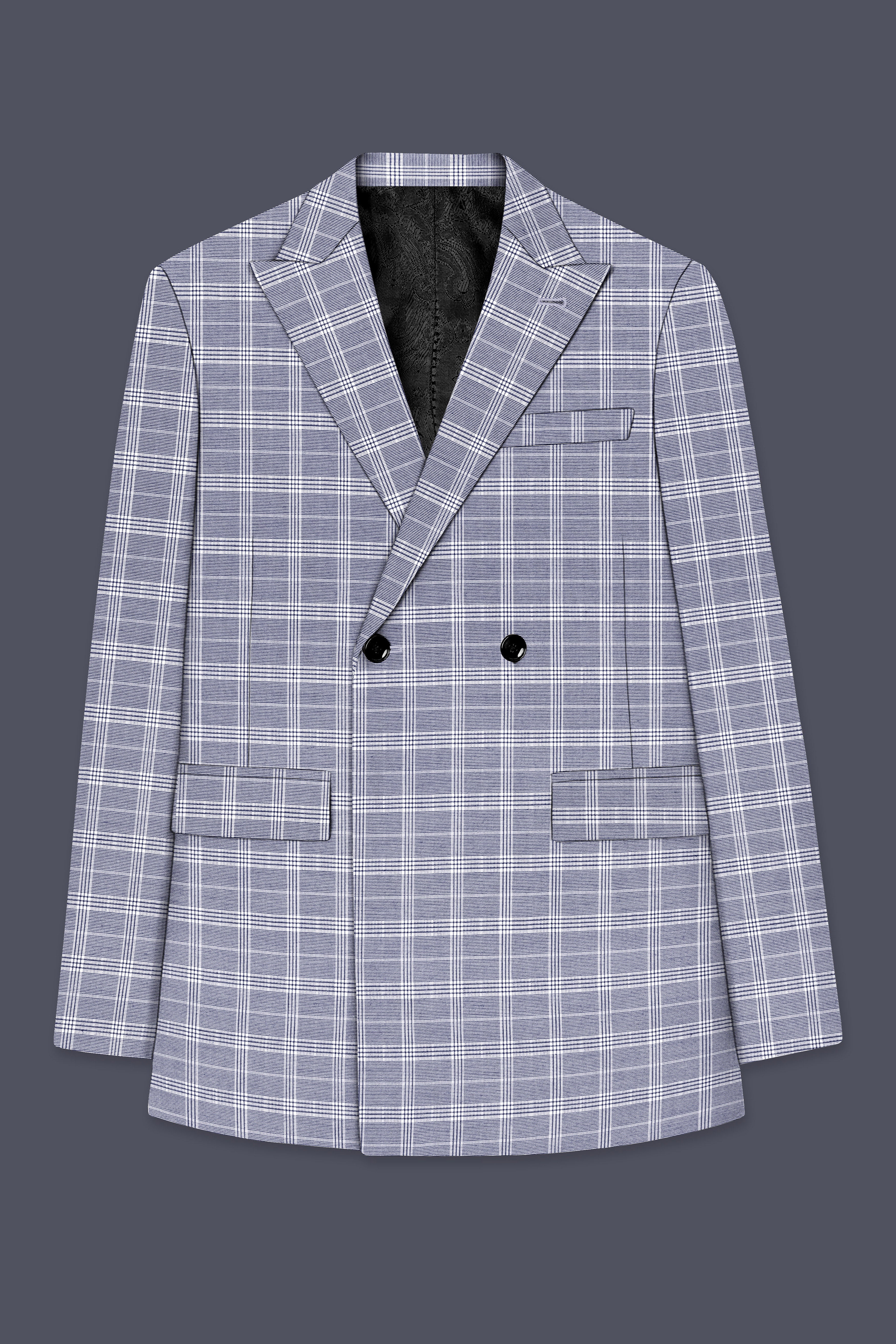 Monsoon Gray Plaid Double-Breasted Suit