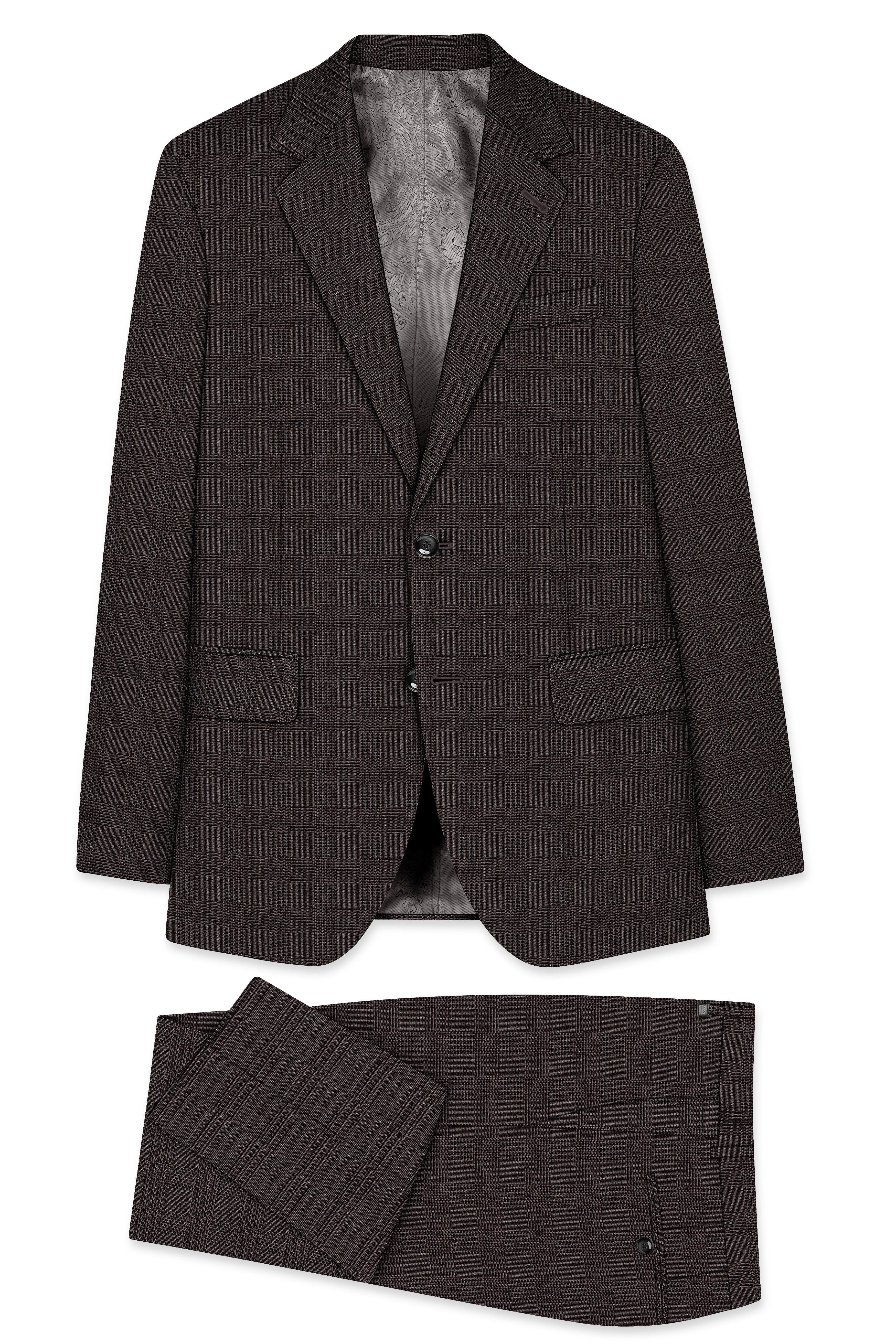 Taupe Dark Brown Single-Breasted Suit