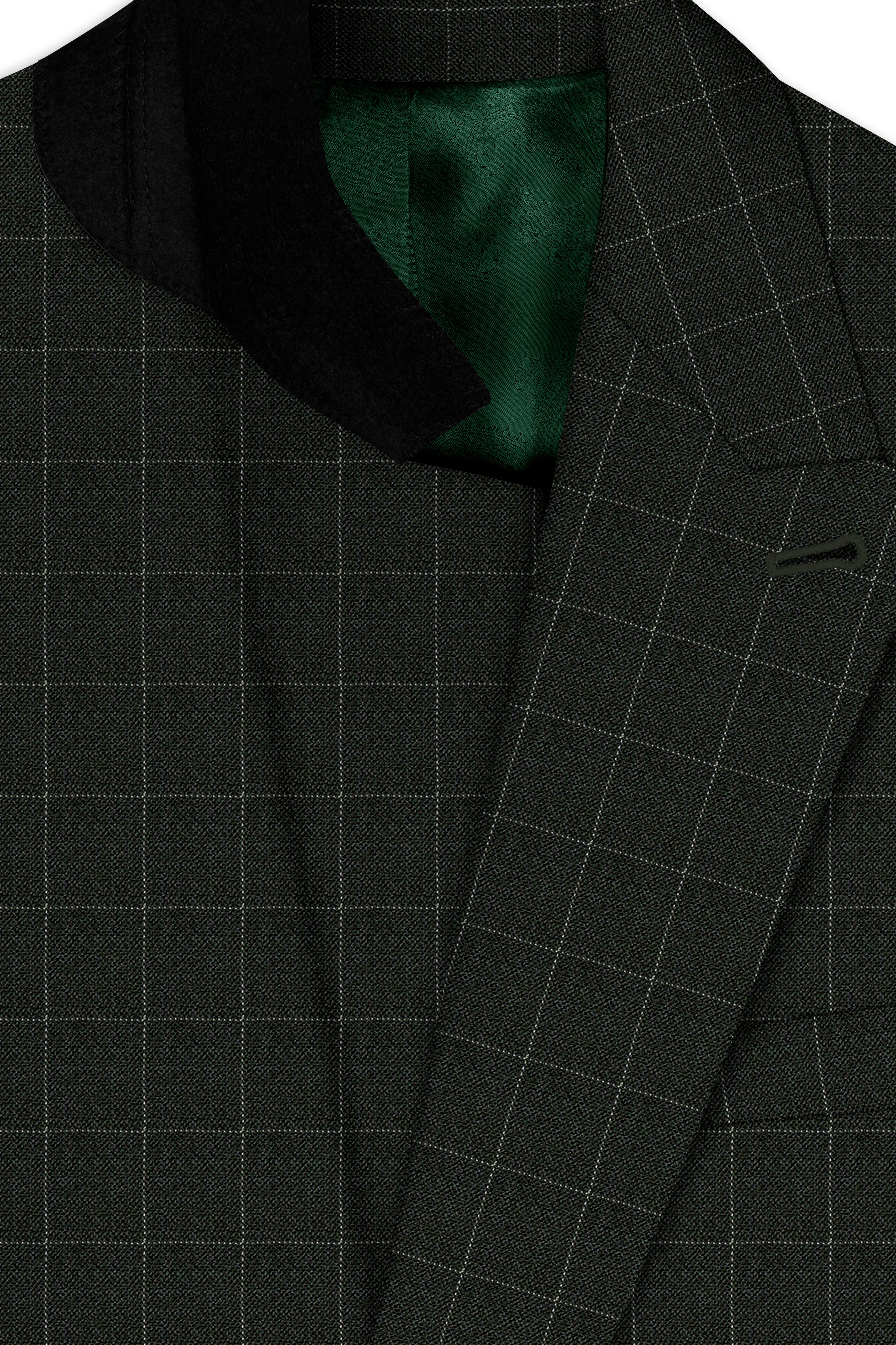 Dune Dark Green Subtle Checkered Double Breasted Suit