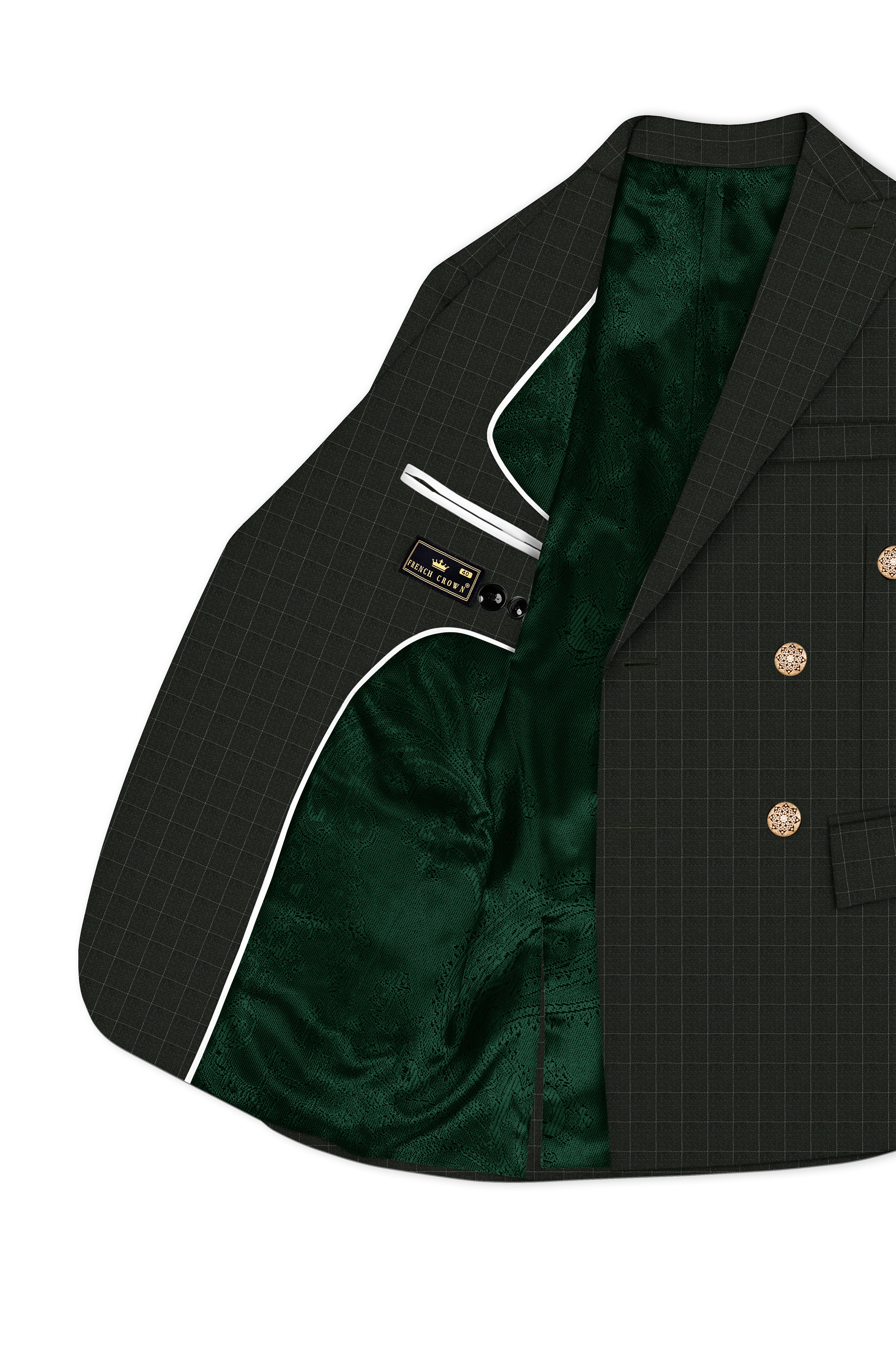 Dune Dark Green Subtle Checkered Double Breasted Suit