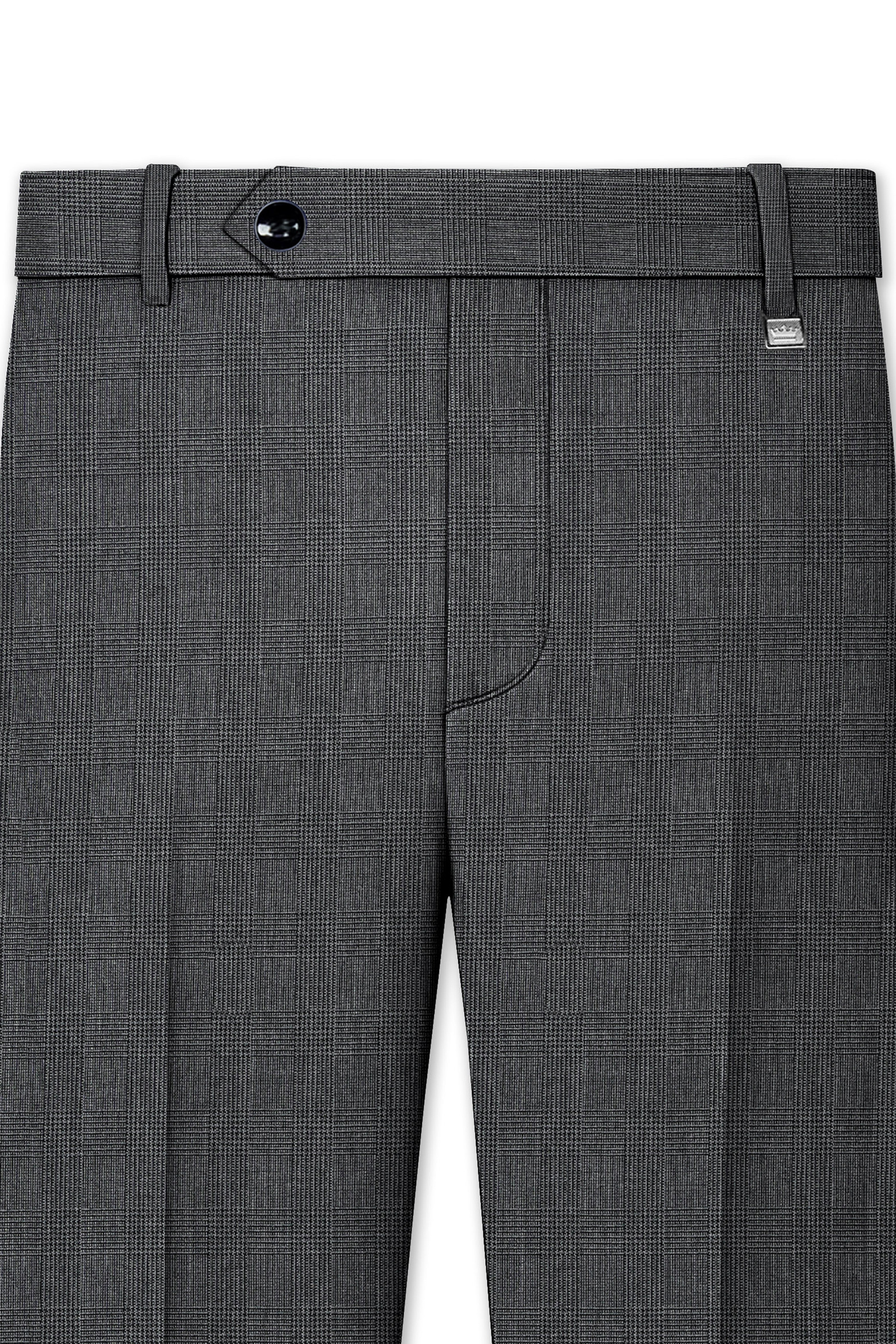 Tundora Dark Gray Subtle Plaid Double-Breasted Suit