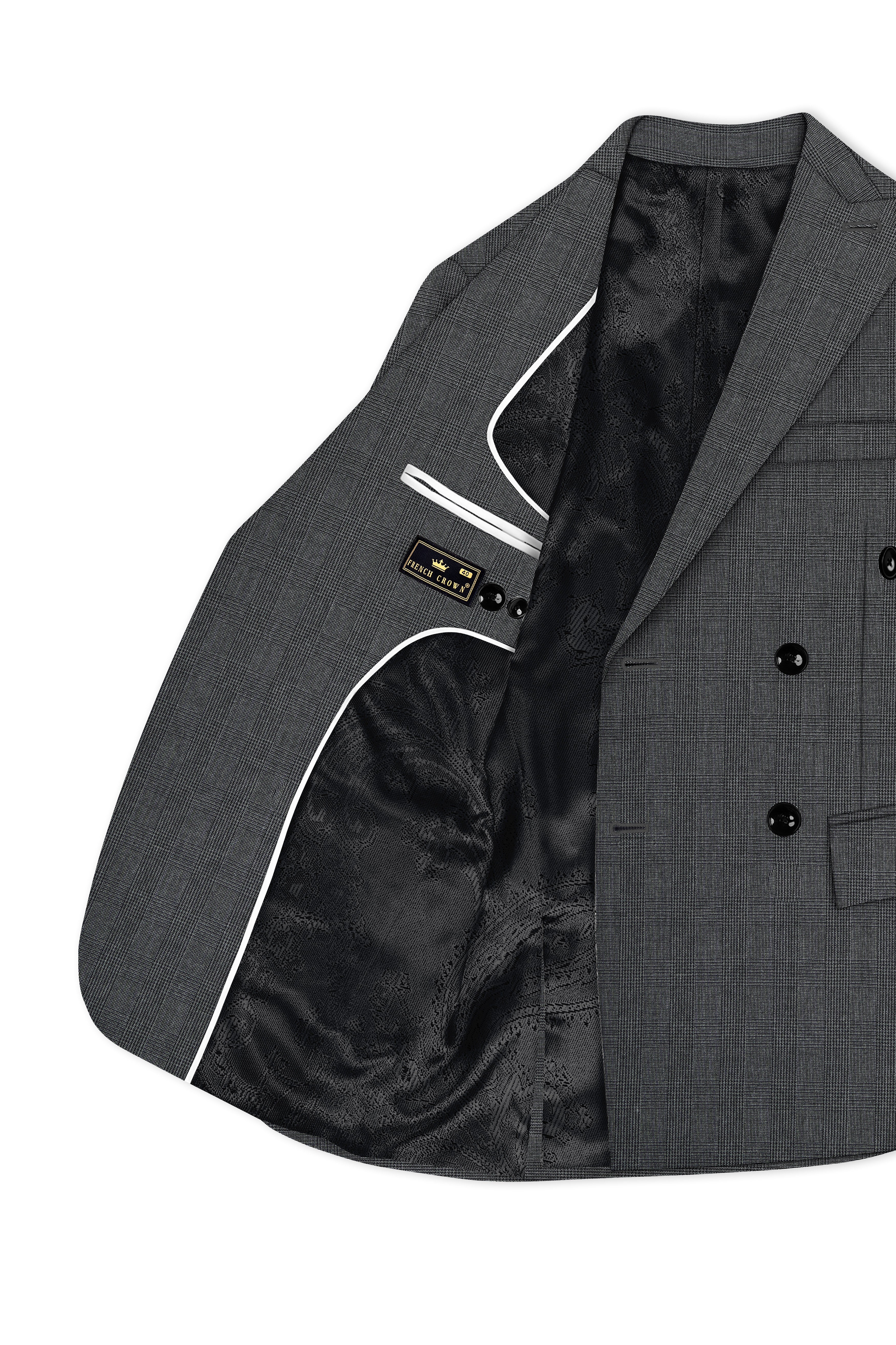 Tundora Dark Gray Subtle Plaid Double-Breasted Suit