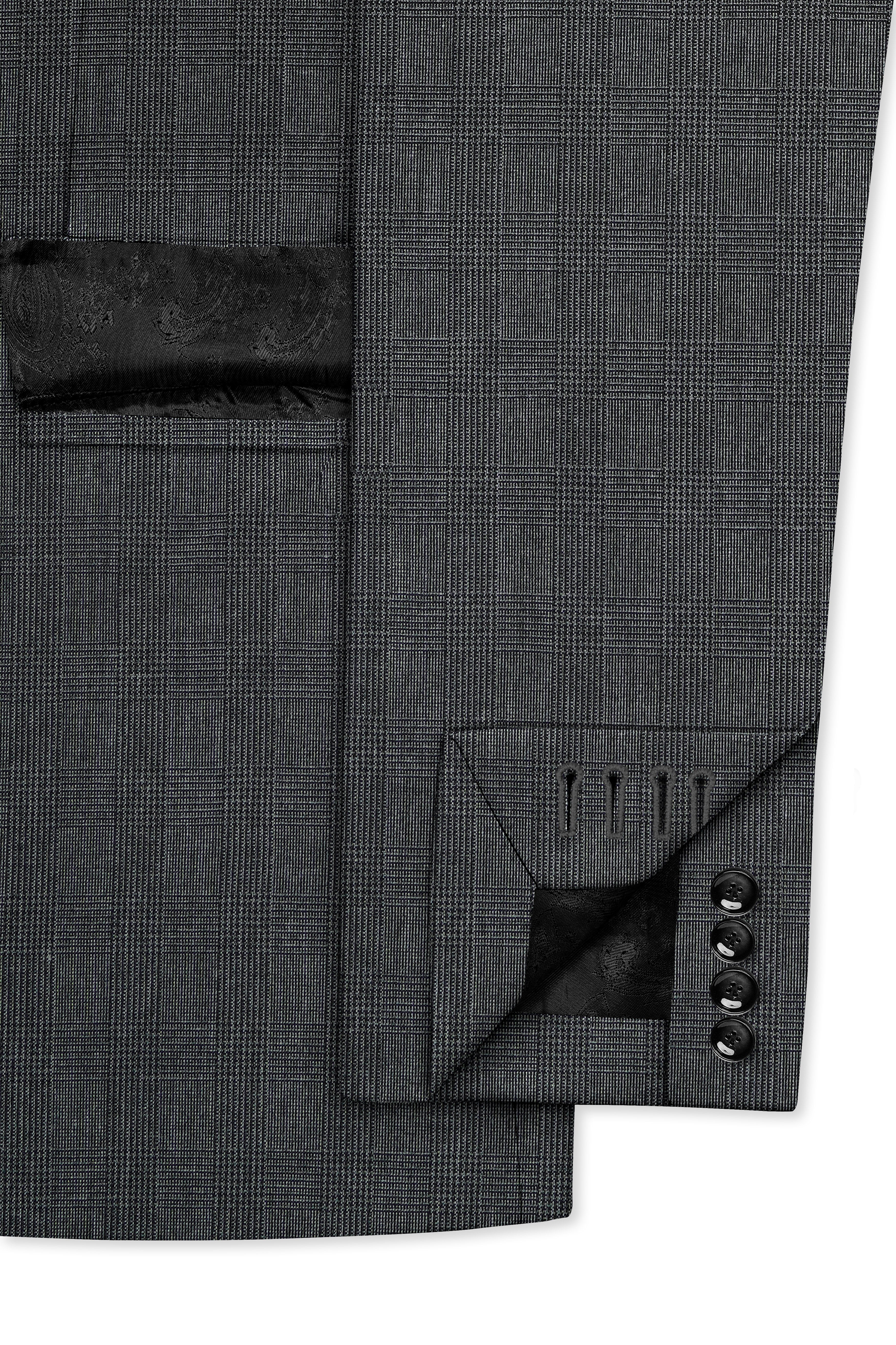 Tundora Dark Gray Subtle Plaid Double-Breasted Suit