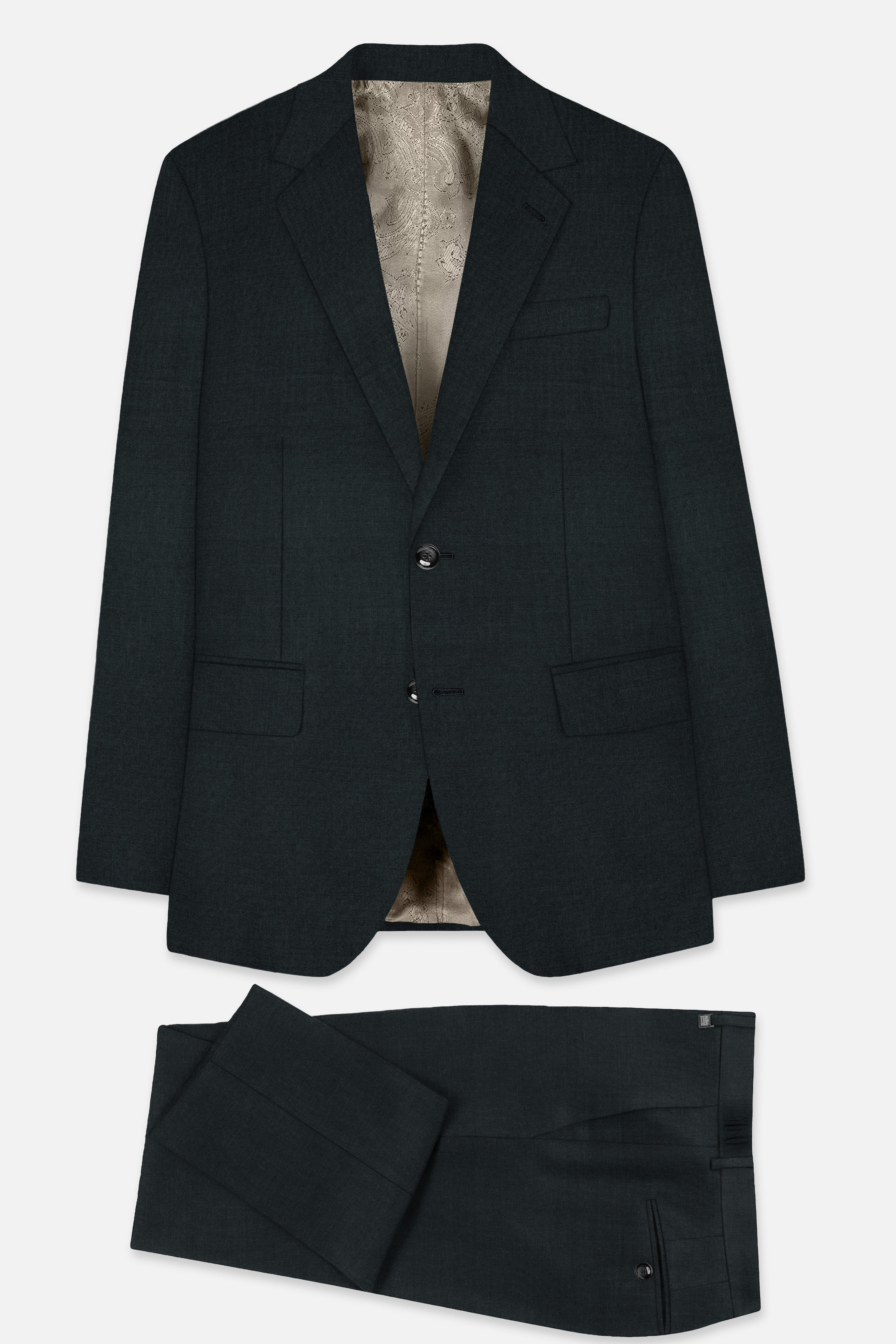 Gable Green Single Breasted Wool Rich Suit