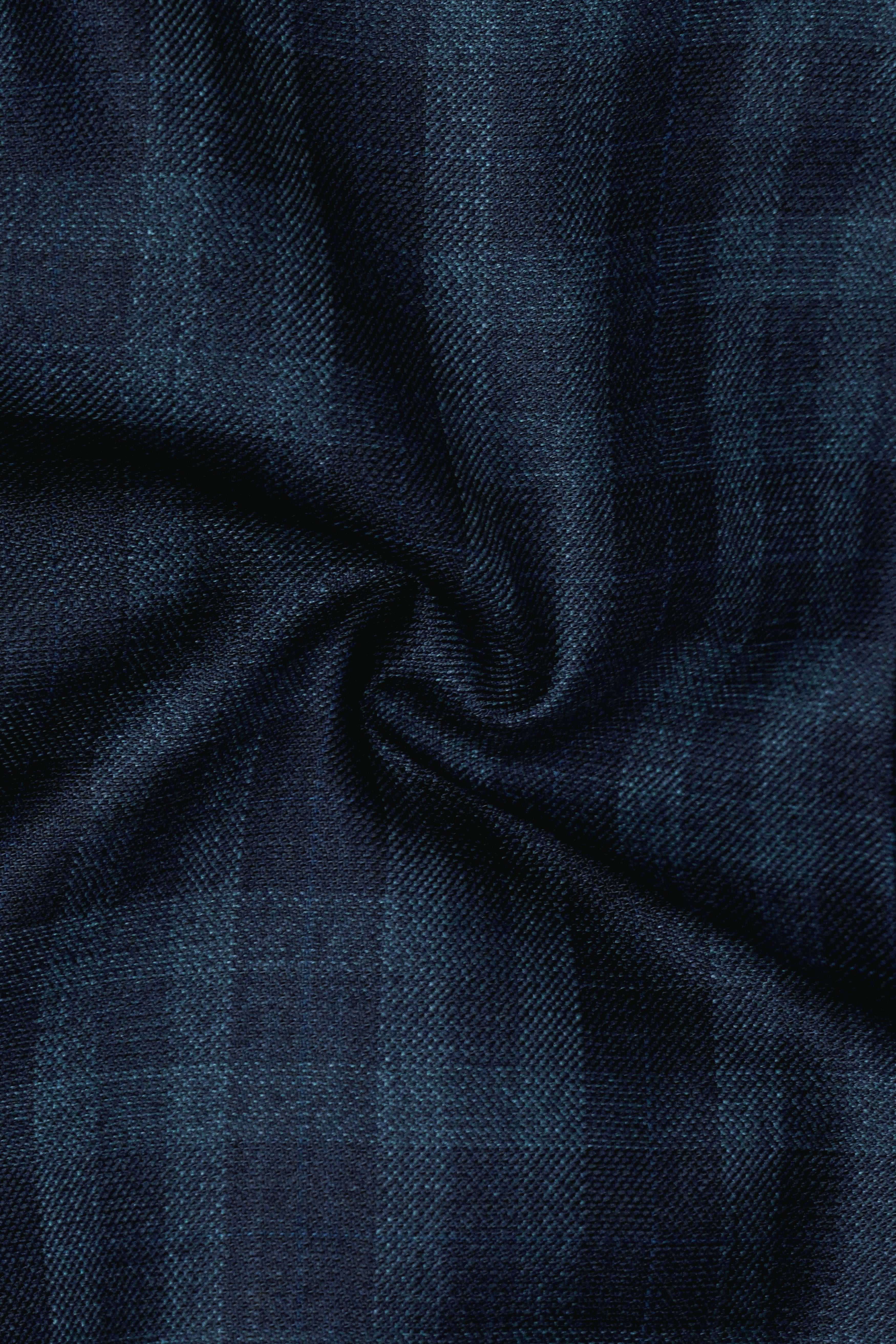 Baltic Sea Blue with Tuna Navy Blue Checkered Wool Rich Double Breasted Suit