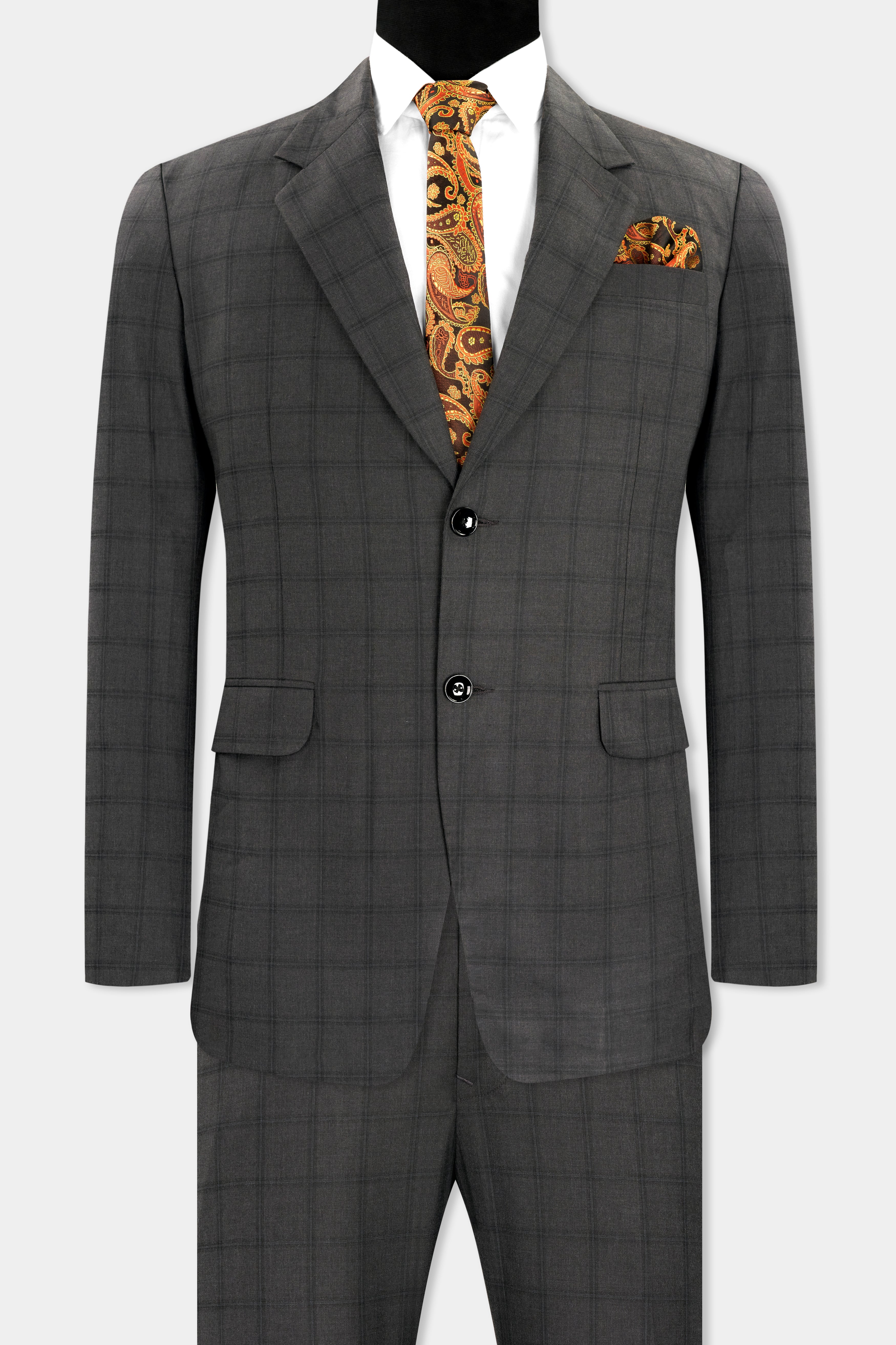 Chicago Gray Checkered Wool Rich Single Breasted Suit ST2741-SB-36,ST2741-SB-38,ST2741-SB-40,ST2741-SB-42,ST2741-SB-44,ST2741-SB-46,ST2741-SB-48,ST2741-SB-50,ST2741-SB-52,ST2741-SB-54,ST2741-SB-56,ST2741-SB-58,ST2741-SB-60