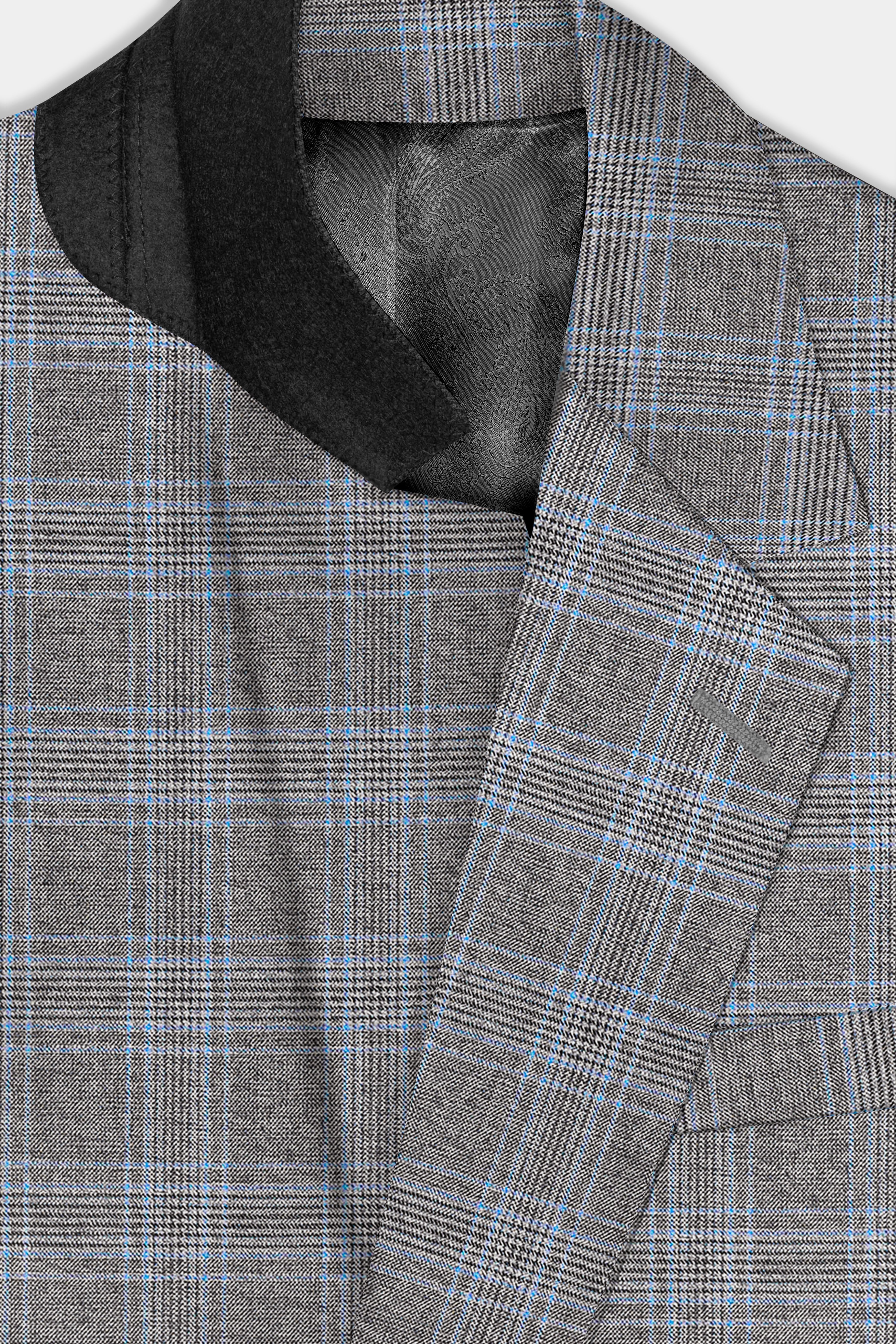 Dorado Brown with Casper Gray Plaid Wool Rich Single Breasted Suit