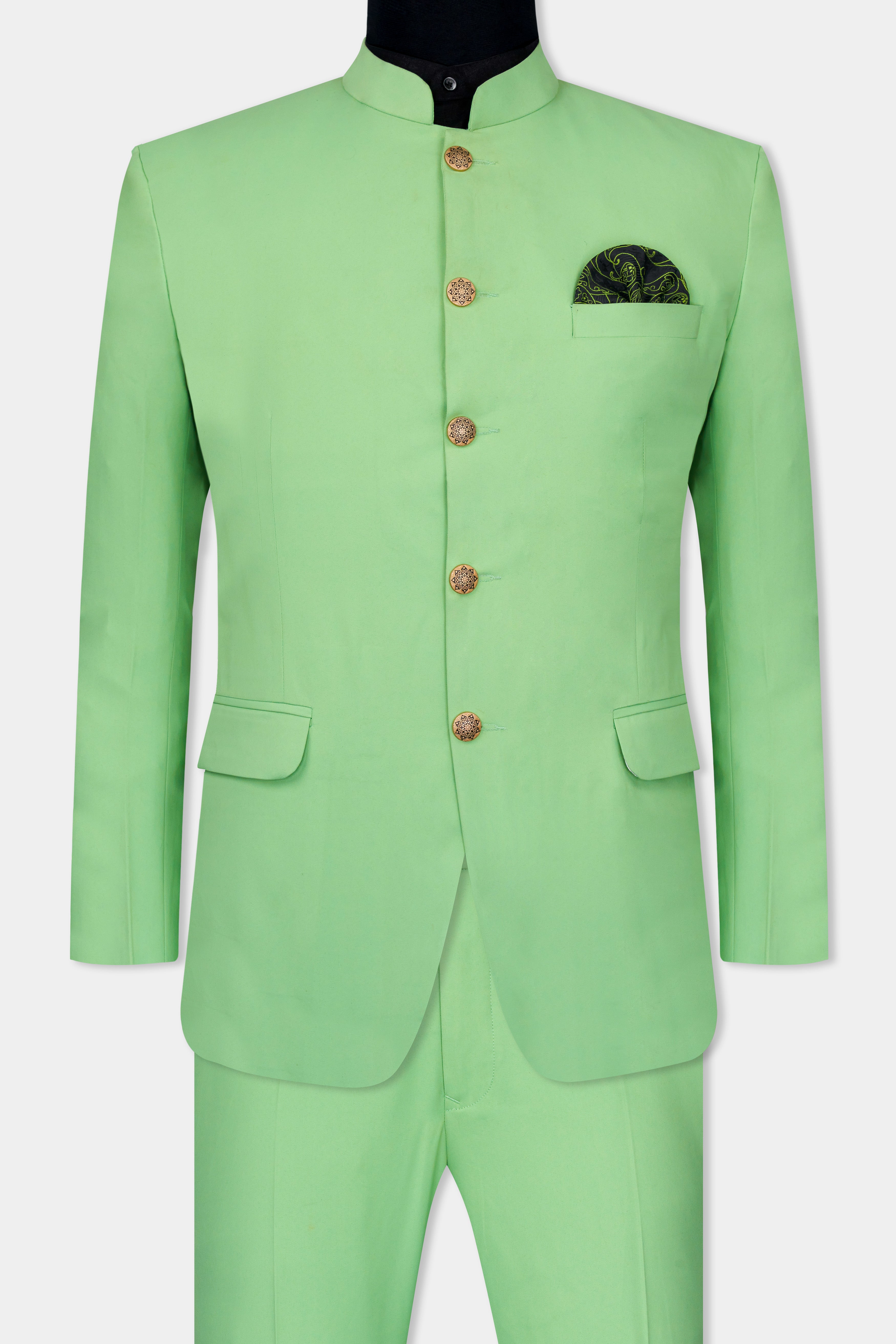 Pistachio Green Wool Rich Bandhgala Suit ST2752-BG-36,ST2752-BG-38,ST2752-BG-40,ST2752-BG-42,ST2752-BG-44,ST2752-BG-46,ST2752-BG-48,ST2752-BG-50,ST2752-BG-52,ST2752-BG-54,ST2752-BG-56,ST2752-BG-58,ST2752-BG-60