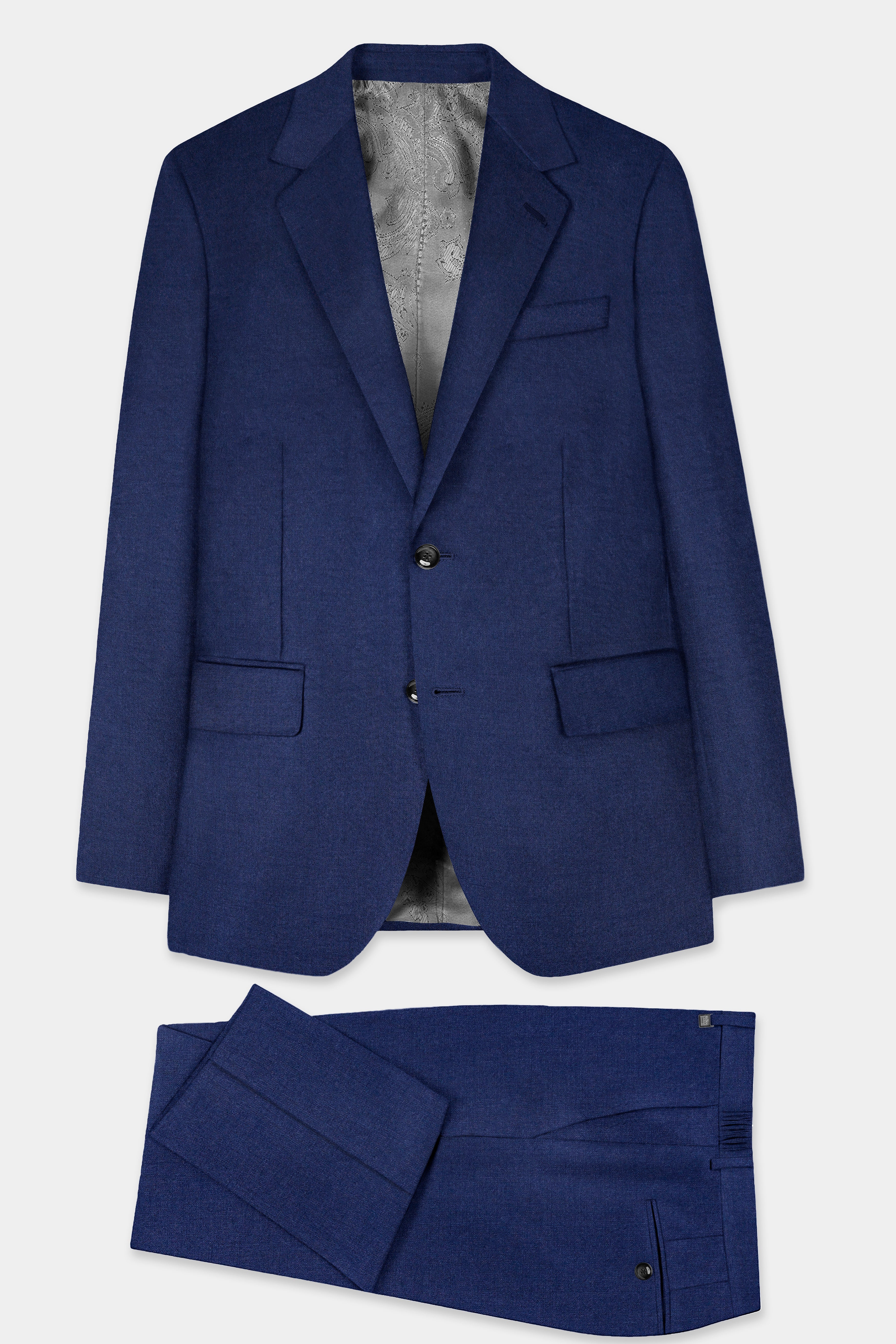 Midnight Navy Blue Wool Rich Single Breasted Suit