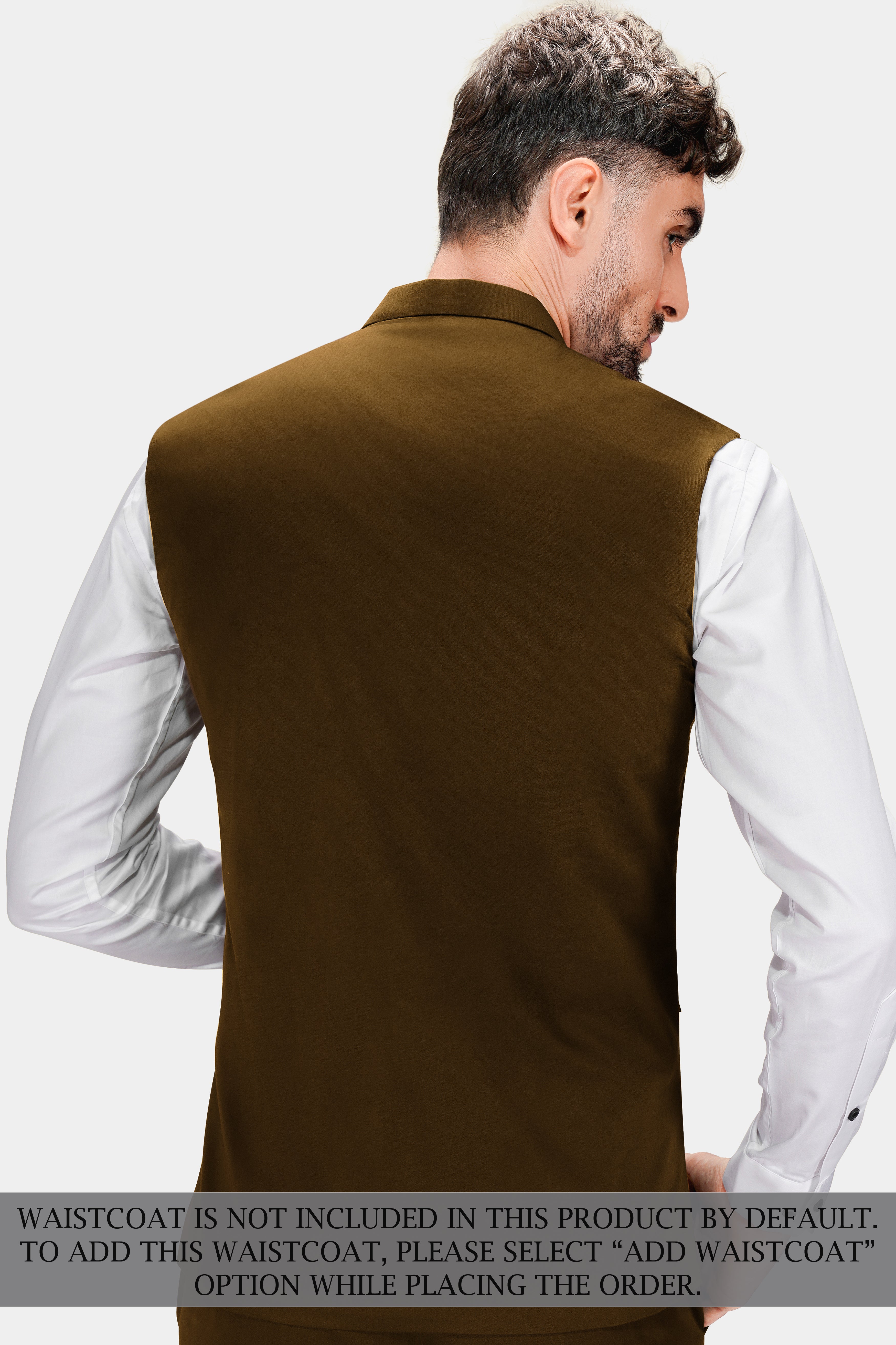 Metallic Bronze Brown Premium Cotton Bandhgala Stretchable Traveler Suit