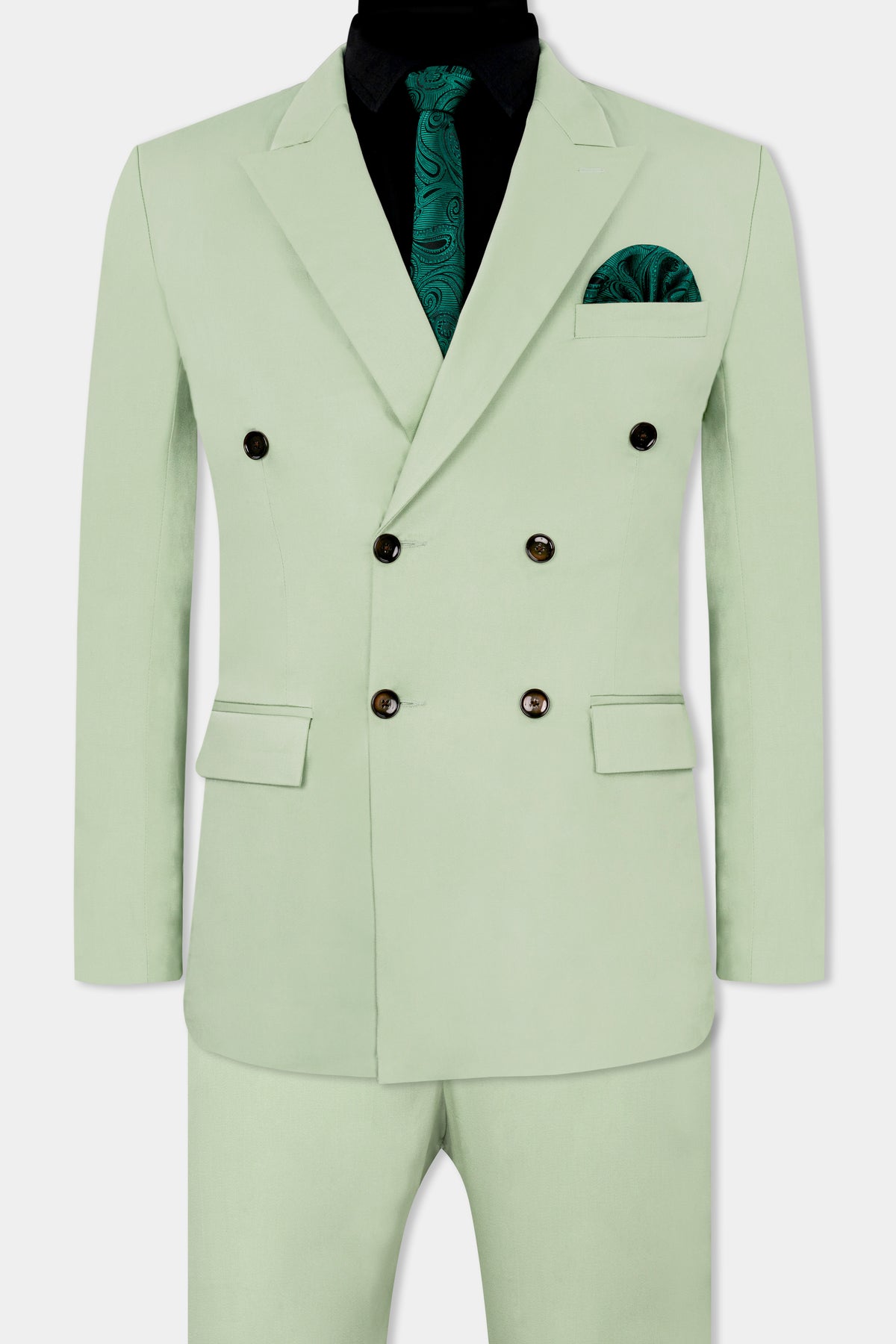 Coriander Green Double Breasted Premium Cotton Stretchable Traveler Blazer