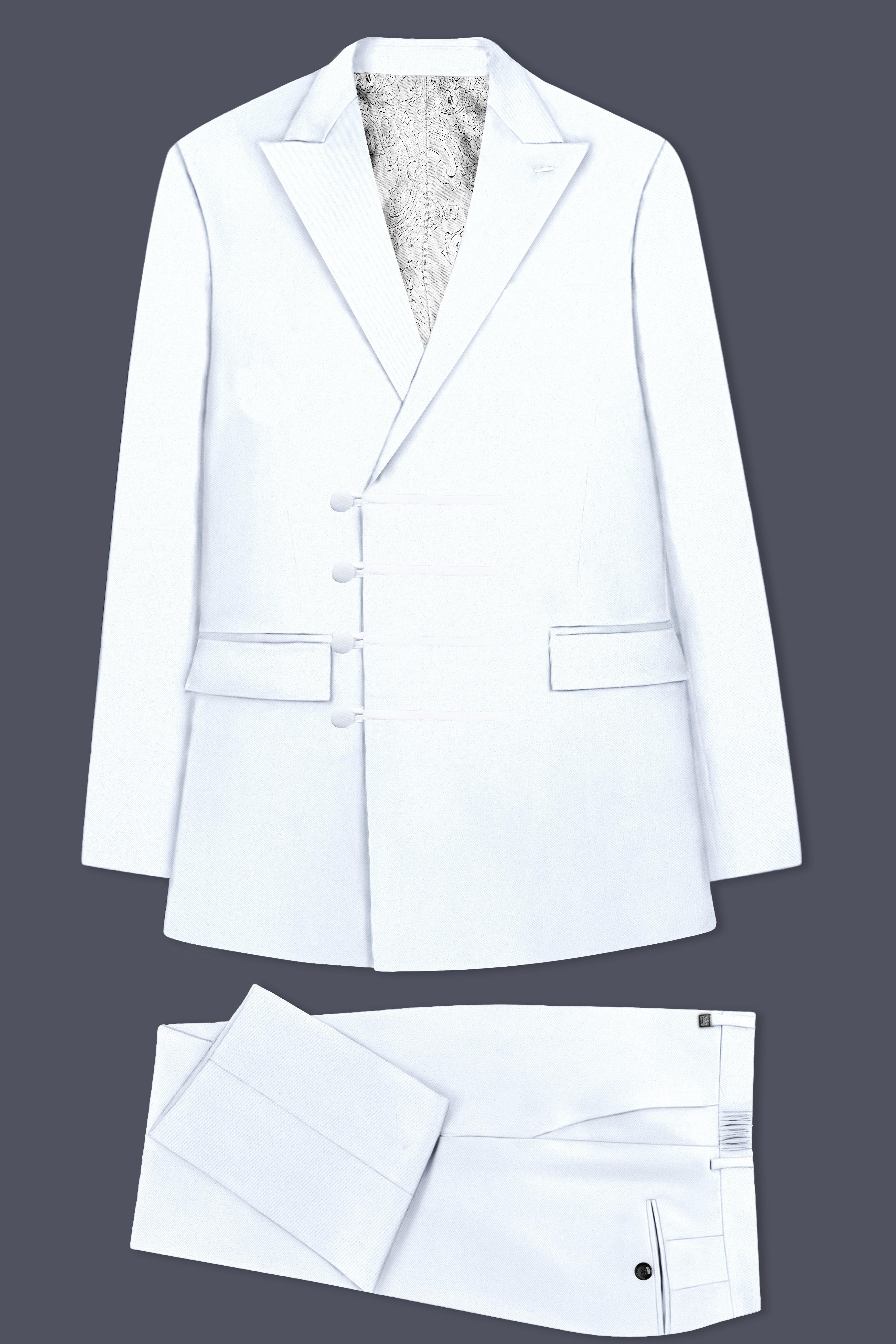 Bright White Stretchable Wool Rich Designer Suit