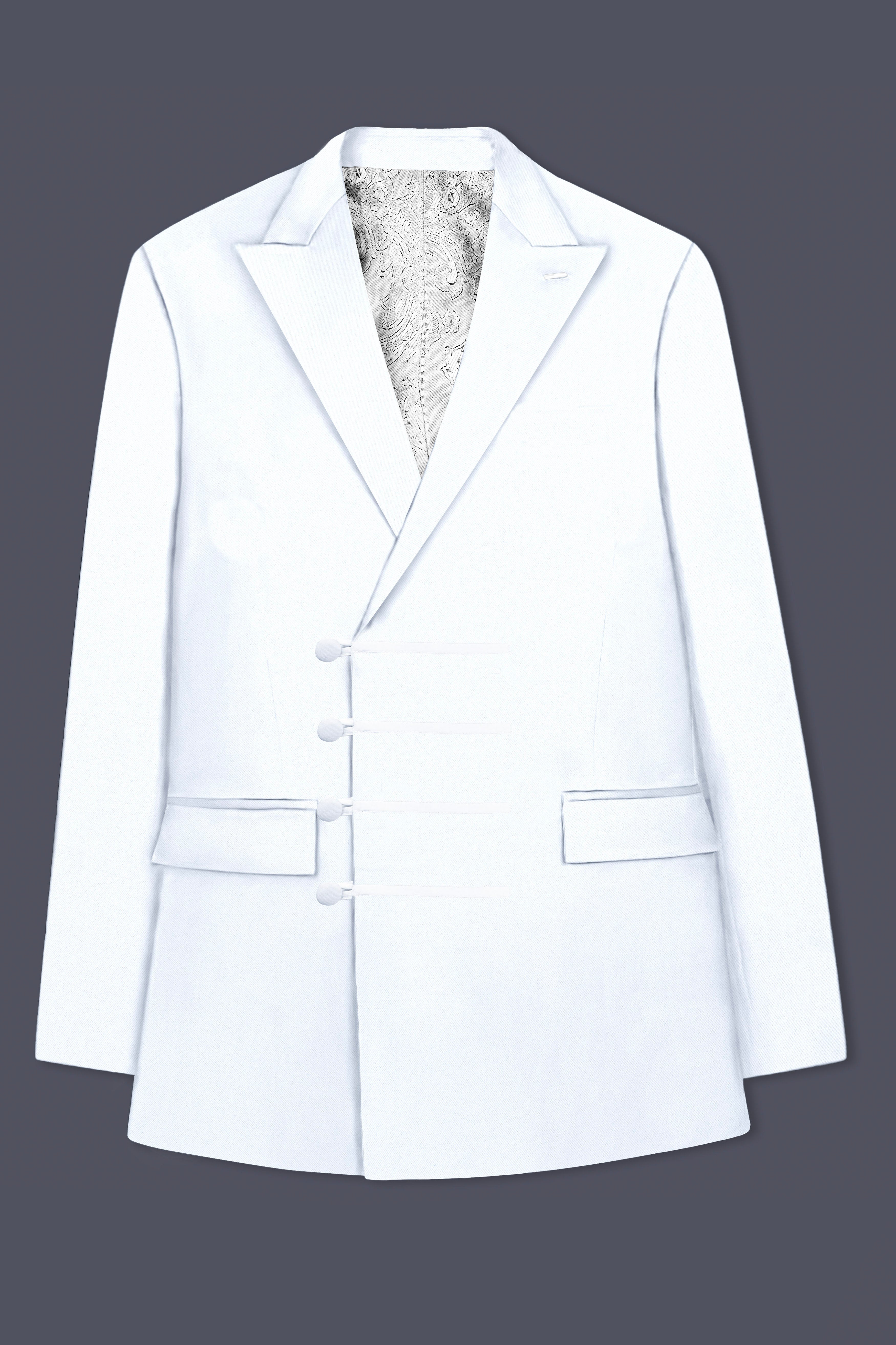 Bright White Stretchable Wool Rich Designer Suit