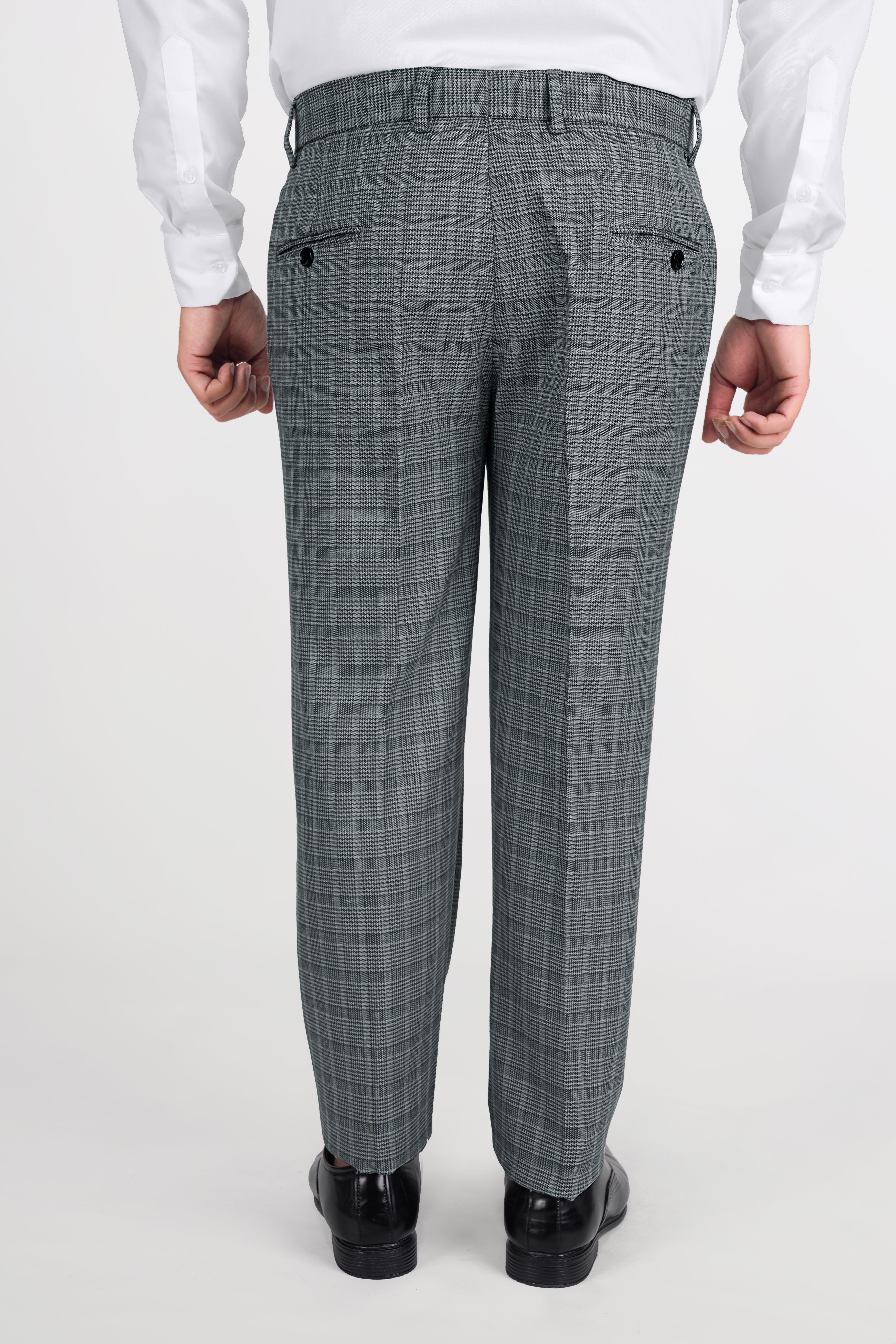 Oslo Gray Checkered Wool Rich Bandhgala Designer Stretchable Traveler Suit ST2801-D38-36,ST2801-D38-38,ST2801-D38-40,ST2801-D38-42,ST2801-D38-44,ST2801-D38-46,ST2801-D38-48,ST2801-D38-50,ST2801-D38-52,ST2801-D38-54,ST2801-D38-56,ST2801-D38-58,ST2801-D38-60