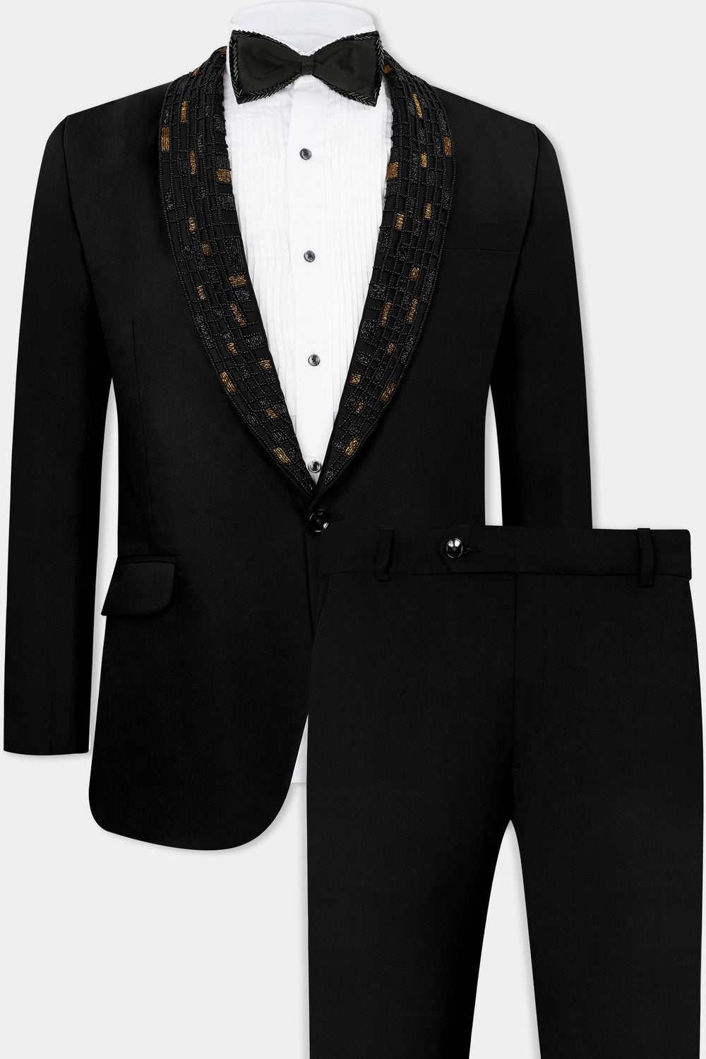 Jade Black Stretchable Premium Cotton Tuxedo traveler Suit