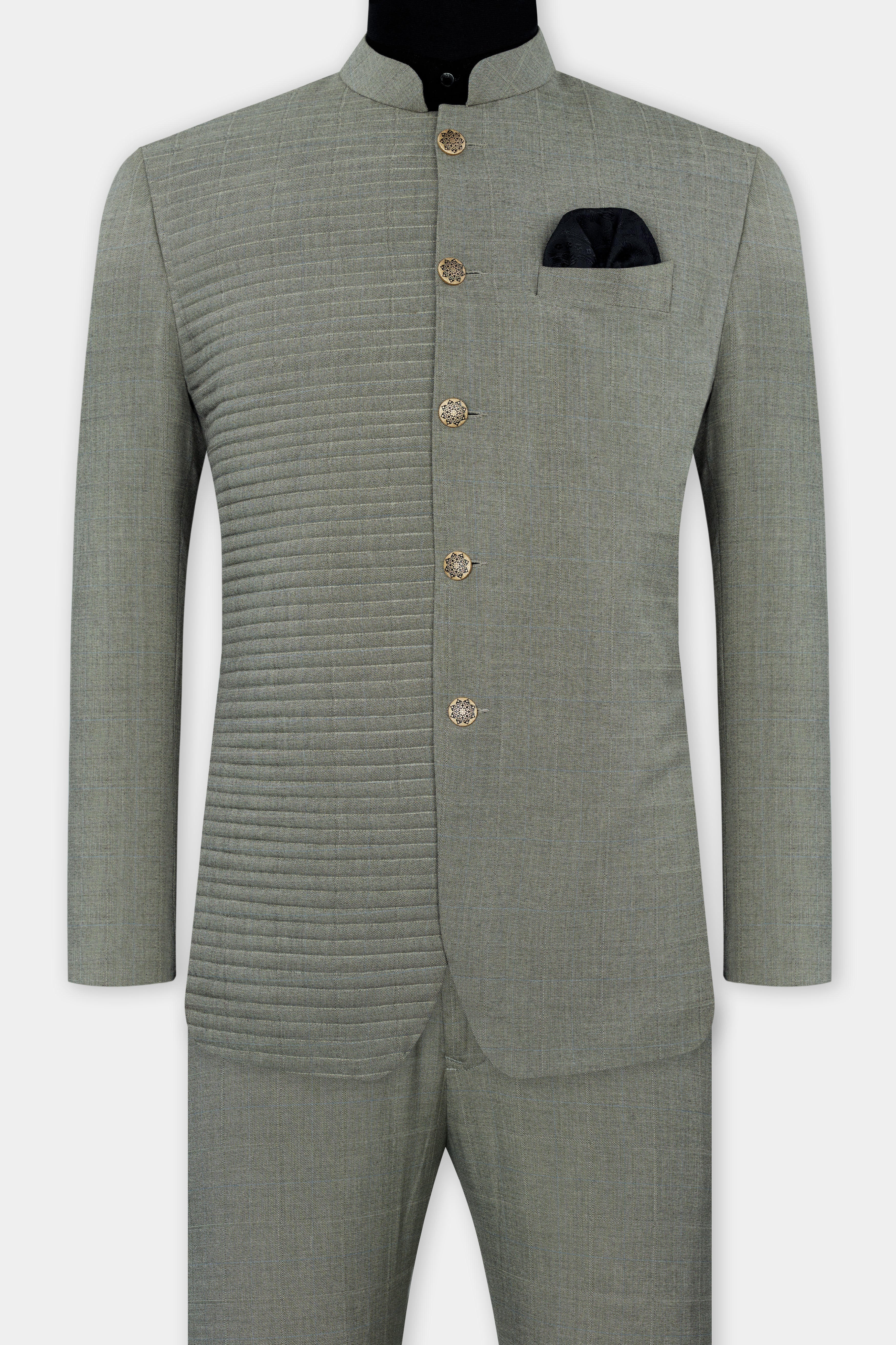 Davys Gray with Horizontal Stitches Wool Rich Designer Bandhgala Stretchable Traveler Suit ST2813-BG-D168-36,ST2813-BG-D168-38,ST2813-BG-D168-40,ST2813-BG-D168-42,ST2813-BG-D168-44,ST2813-BG-D168-46,ST2813-BG-D168-48,ST2813-BG-D168-50,ST2813-BG-D168-52,ST2813-BG-D168-54,ST2813-BG-D168-56,ST2813-BG-D168-58,ST2813-BG-D168-60