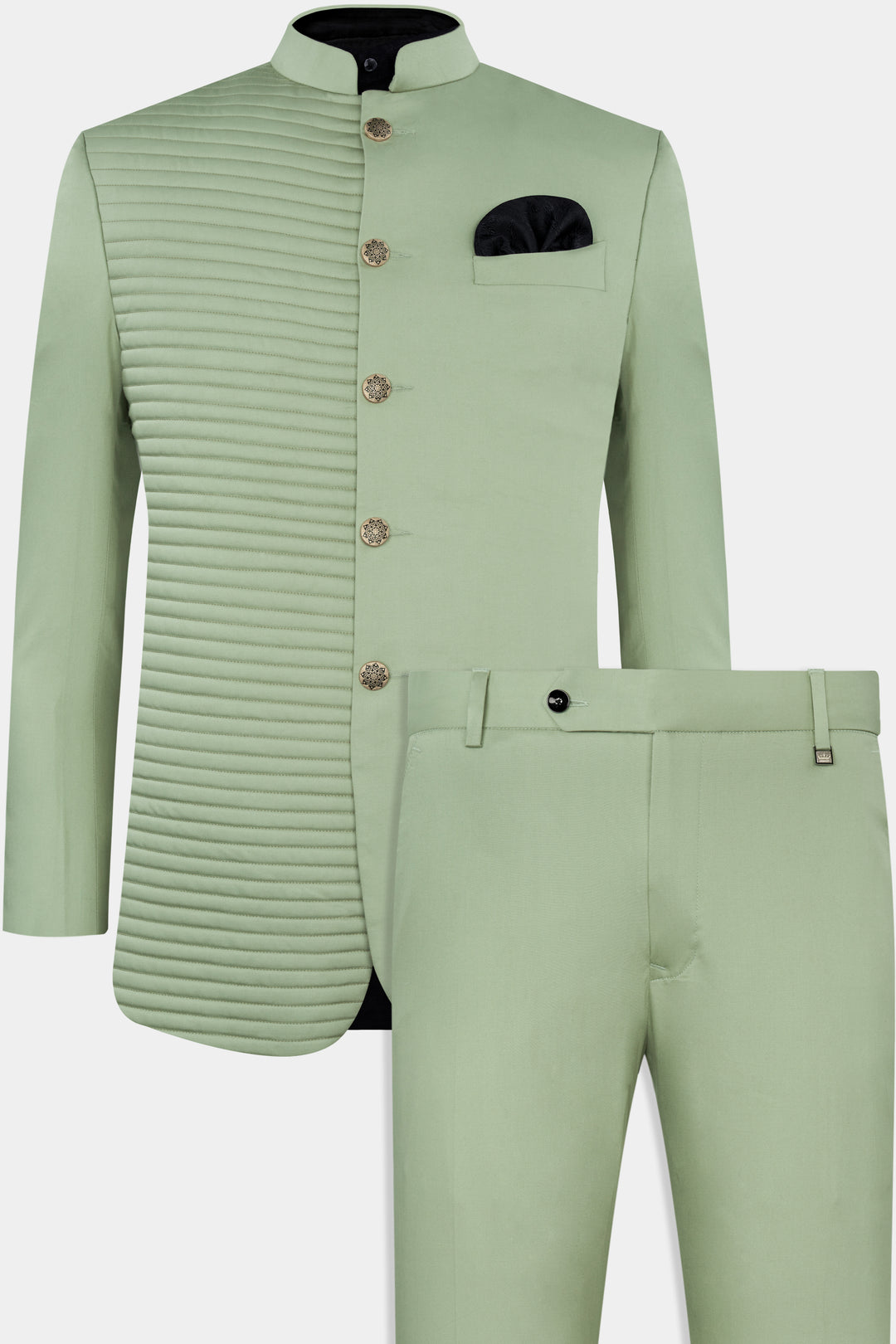 Olive Green Mandarin Suit