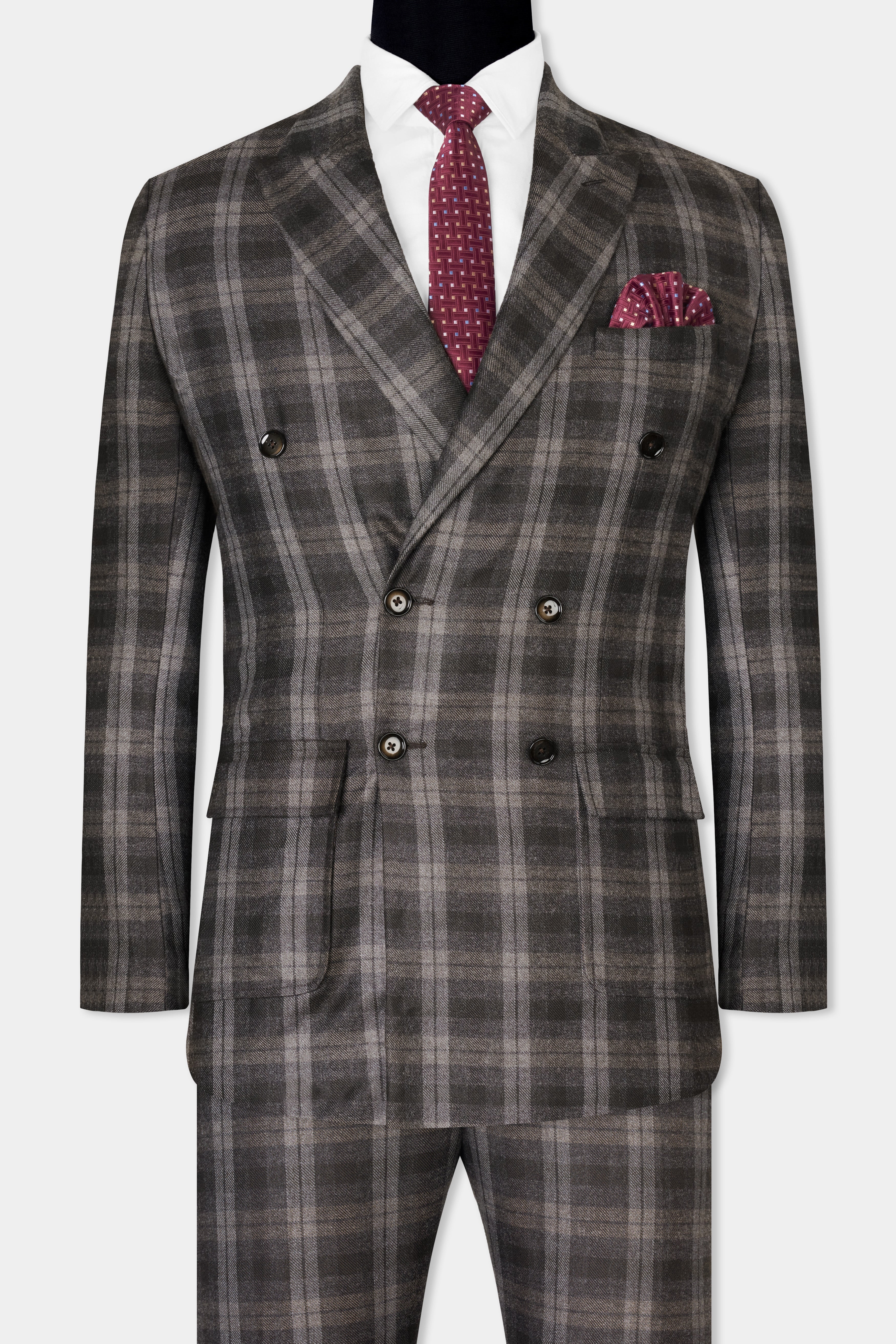 Dorado Brown Plaid Tweed Double-Breasted Suit ST2842-DB-PP-D74-36,ST2842-DB-PP-D74-38,ST2842-DB-PP-D74-40,ST2842-DB-PP-D74-42,ST2842-DB-PP-D74-44,ST2842-DB-PP-D74-46,ST2842-DB-PP-D74-48,ST2842-DB-PP-D74-50,ST2842-DB-PP-D74-52,ST2842-DB-PP-D74-54,ST2842-DB-PP-D74-56,ST2842-DB-PP-D74-58,ST2842-DB-PP-D74-60