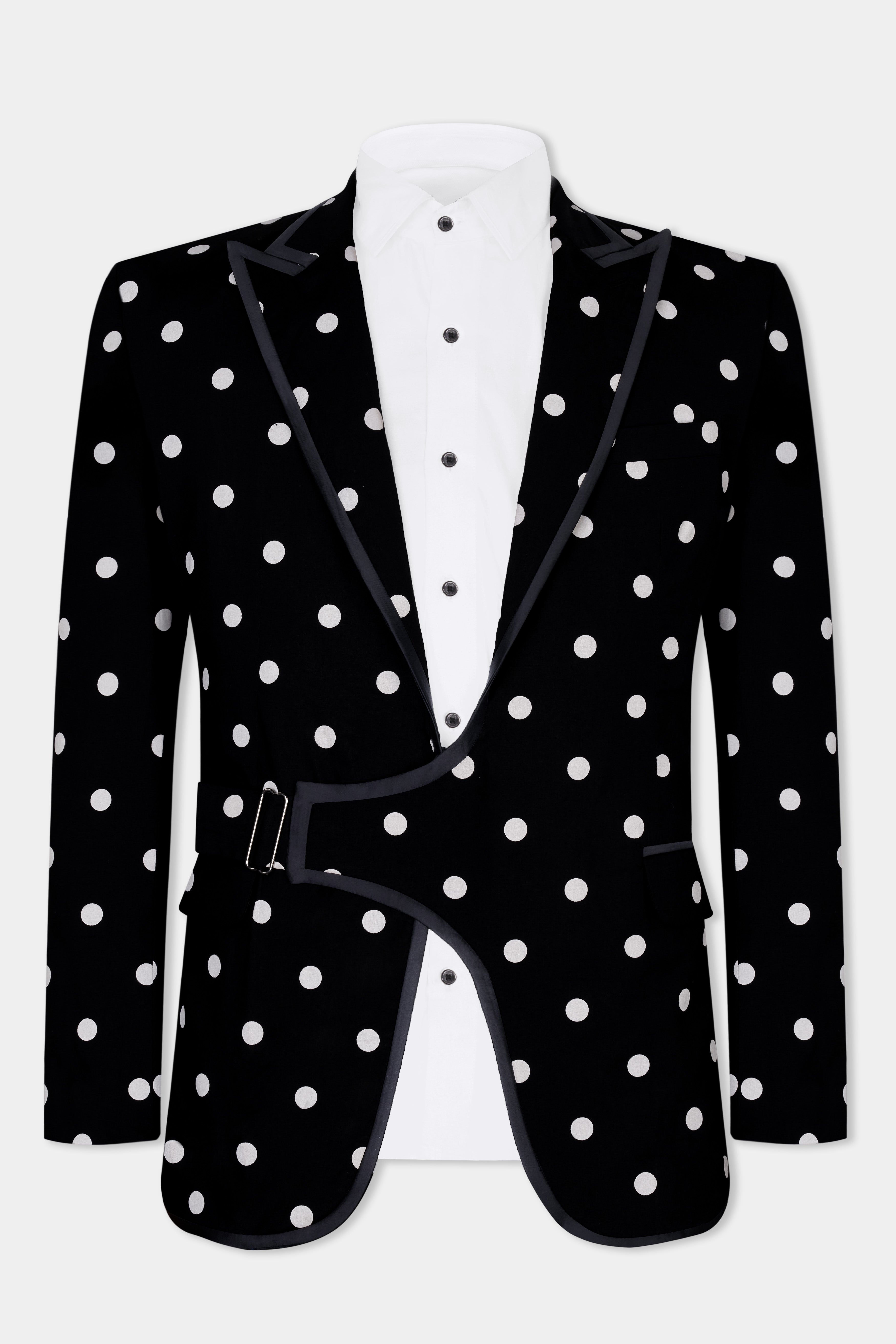 Jade Black with White Polka Dotted Premium Cotton Designer Suit ST2845-SBP-D442-36,ST2845-SBP-D442-38,ST2845-SBP-D442-40,ST2845-SBP-D442-42,ST2845-SBP-D442-44,ST2845-SBP-D442-46,ST2845-SBP-D442-48,ST2845-SBP-D442-50,ST2845-SBP-D442-52,ST2845-SBP-D442-54,ST2845-SBP-D442-56,ST2845-SBP-D442-58,ST2845-SBP-D442-60