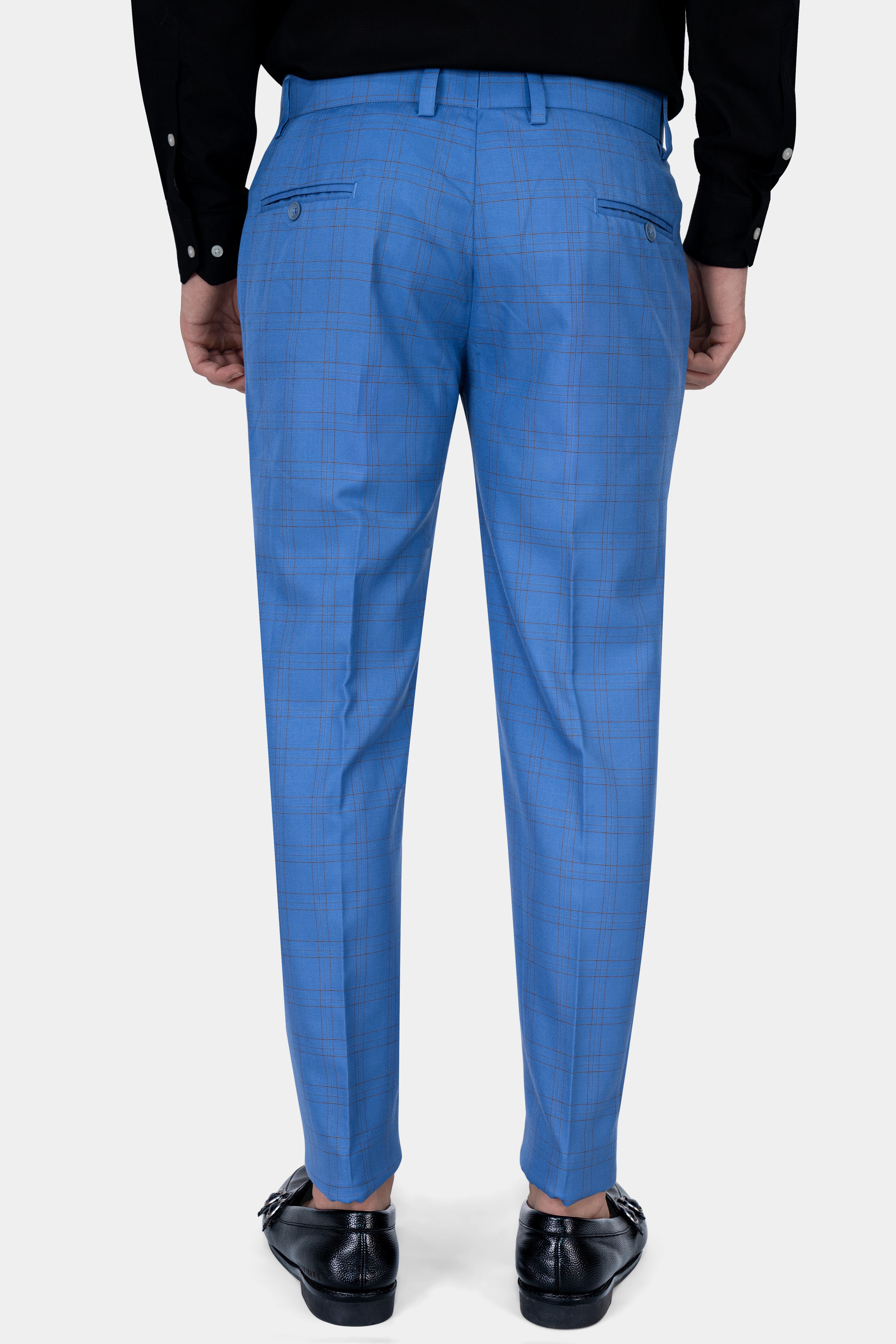 Tufts Blue and Taupe Brown Plaid Wool Rich Bandhgala Designer Suit ST2876-D434-36,ST2876-D434-38,ST2876-D434-40,ST2876-D434-42,ST2876-D434-44,ST2876-D434-46,ST2876-D434-48,ST2876-D434-50,ST2876-D434-52,ST2876-D434-54,ST2876-D434-56,ST2876-D434-58,ST2876-D434-60