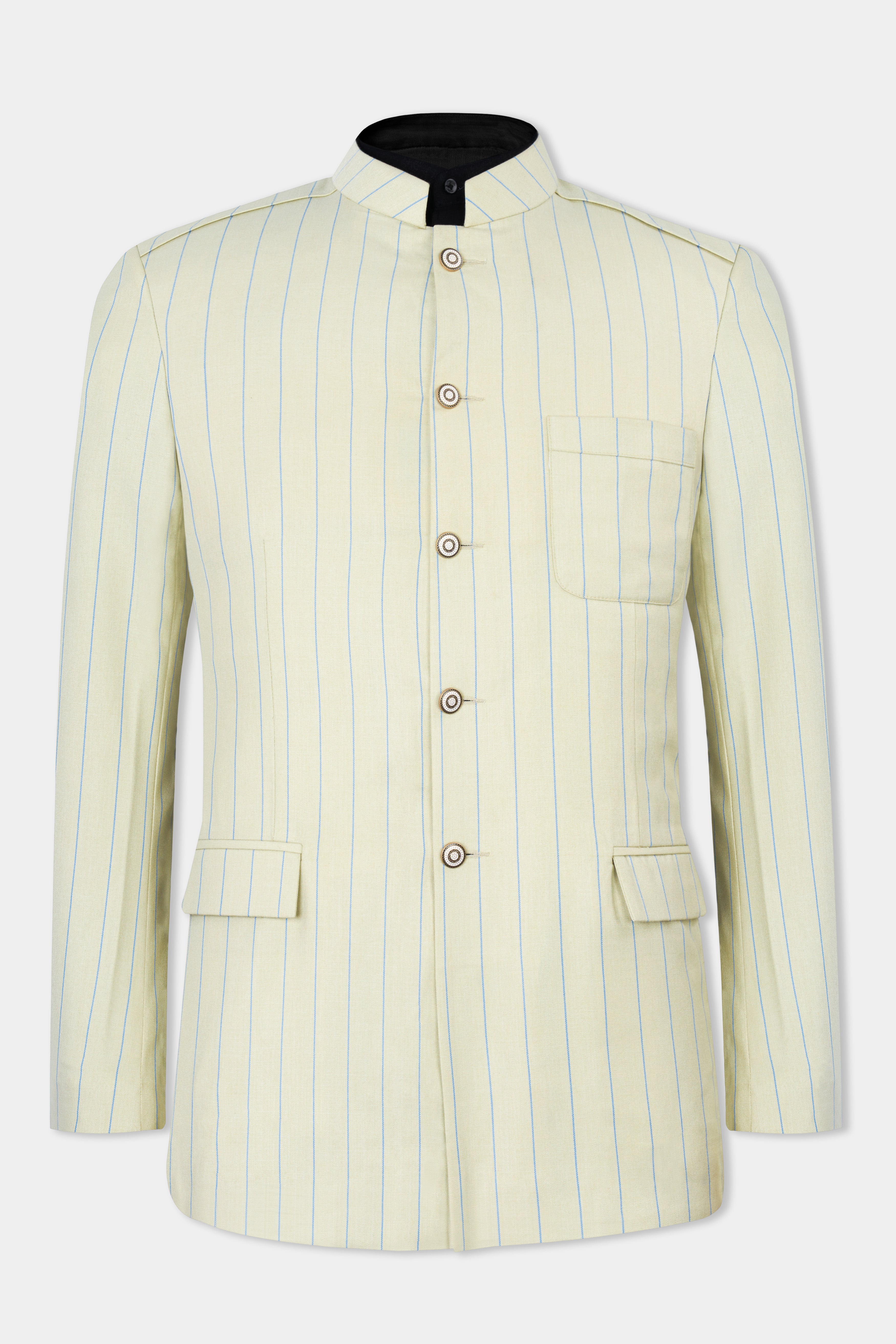 Ivory Cream with Celestial Blue Striped Wool Rich Bandhgala Suit ST2877-BG-D430-36,ST2877-BG-D430-38,ST2877-BG-D430-40,ST2877-BG-D430-42,ST2877-BG-D430-44,ST2877-BG-D430-46,ST2877-BG-D430-48,ST2877-BG-D430-50,ST2877-BG-D430-52,ST2877-BG-D430-54,ST2877-BG-D430-56,ST2877-BG-D430-58,ST2877-BG-D430-60