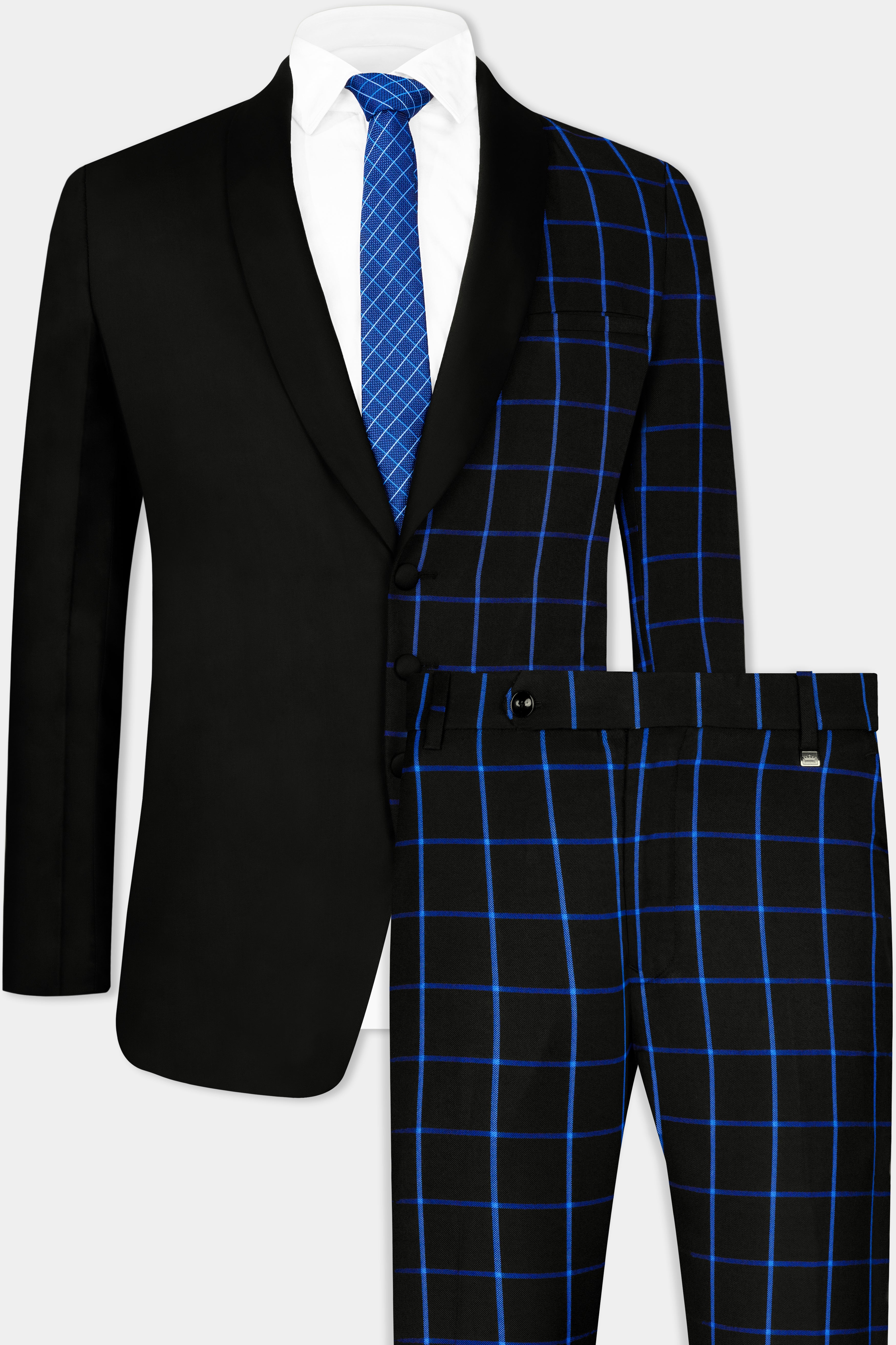 Half Black and Half Windowpane Wool Rich Designer Suit ST2897-SB-D51-36,ST2897-SB-D51-38,ST2897-SB-D51-40,ST2897-SB-D51-42,ST2897-SB-D51-44,ST2897-SB-D51-46,ST2897-SB-D51-48,ST2897-SB-D51-50,ST2897-SB-D51-52,ST2897-SB-D51-54,ST2897-SB-D51-56,ST2897-SB-D51-58,ST2897-SB-D51-60