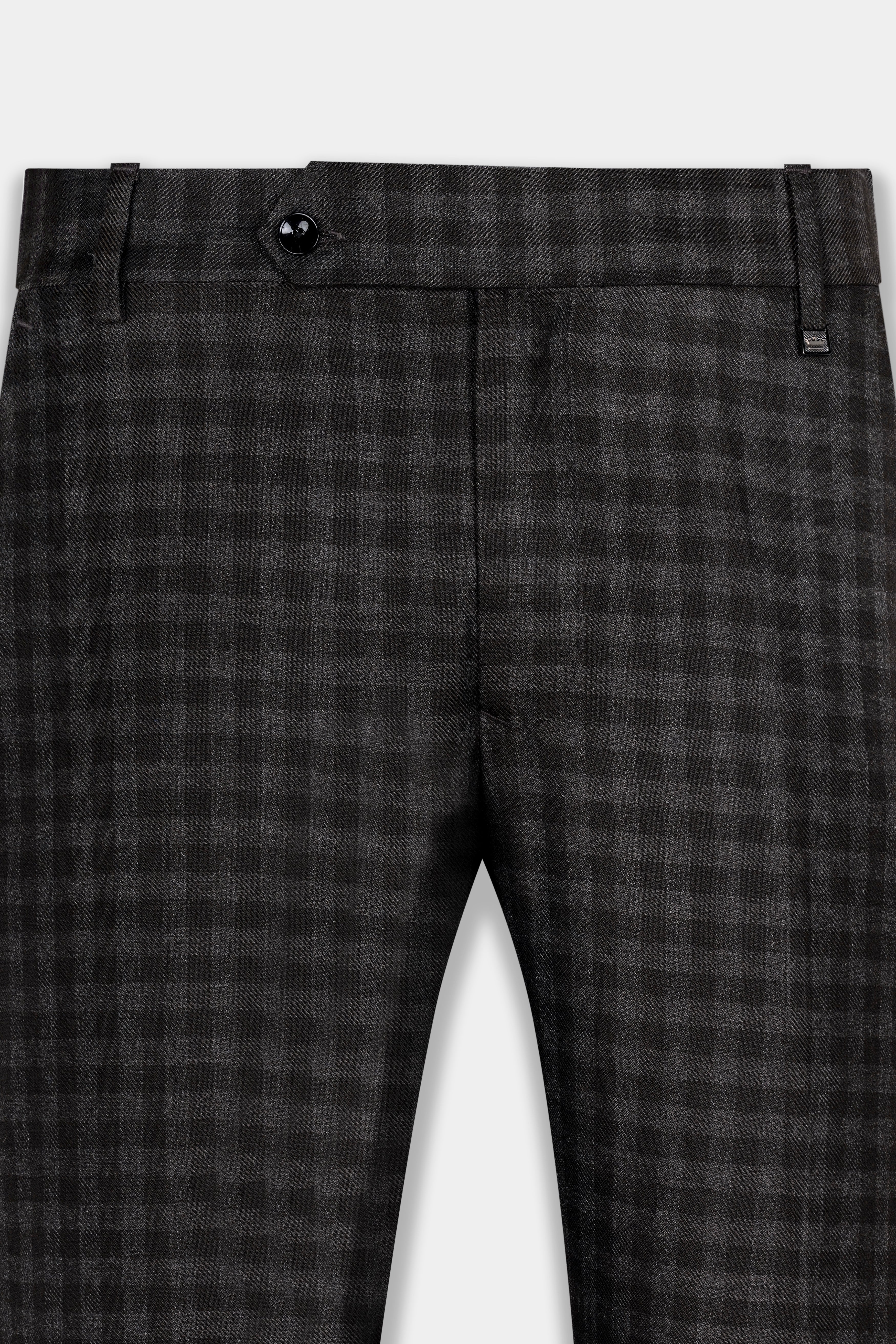 Jade Black and Storm Brown Checkered Wool Rich Double Breasted Suit