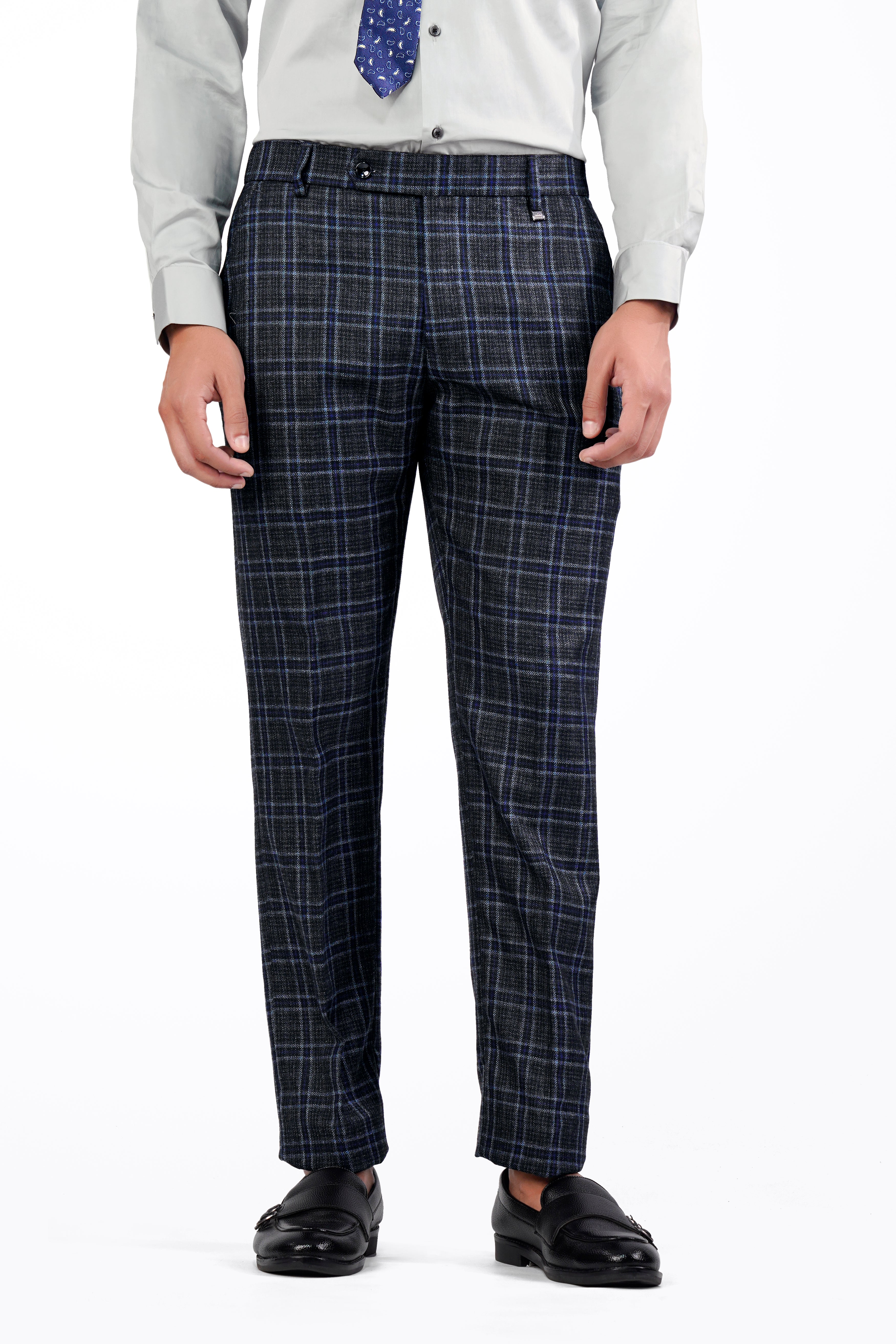 Bleached Black and Marine Blue Plaid Double Breasted Tweed Suit ST2907-DB-36,ST2907-DB-38,ST2907-DB-40,ST2907-DB-42,ST2907-DB-44,ST2907-DB-46,ST2907-DB-48,ST2907-DB-50,ST2907-DB-52,ST2907-DB-54,ST2907-DB-56,ST2907-DB-58,ST2907-DB-60