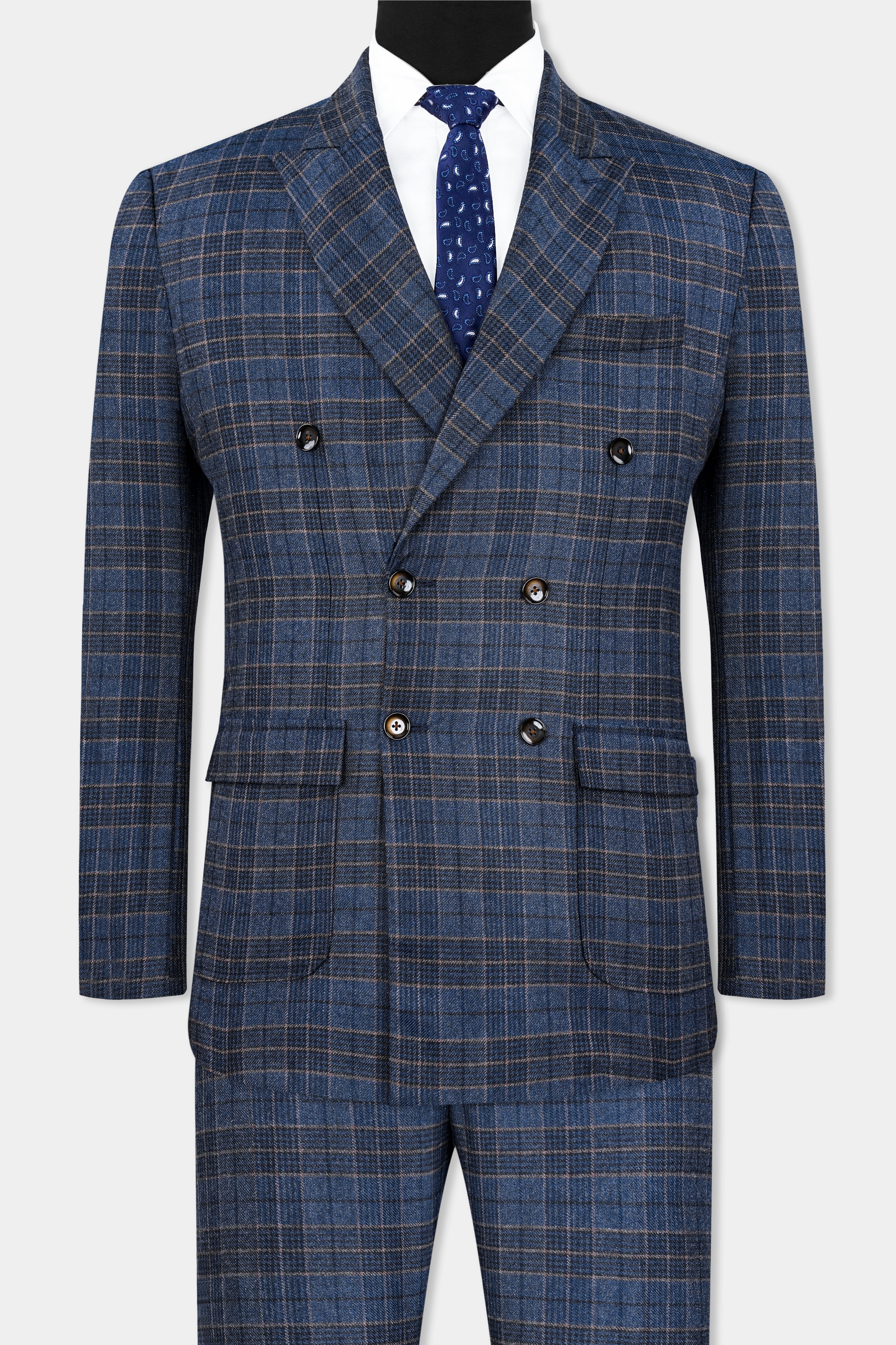 Bayoux Blue and Ironside Gray Plaid Tweed Double Breasted Suit ST2908-DB-D74-36,ST2908-DB-D74-38,ST2908-DB-D74-40,ST2908-DB-D74-42,ST2908-DB-D74-44,ST2908-DB-D74-46,ST2908-DB-D74-48,ST2908-DB-D74-50,ST2908-DB-D74-52,ST2908-DB-D74-54,ST2908-DB-D74-56,ST2908-DB-D74-58,ST2908-DB-D74-60