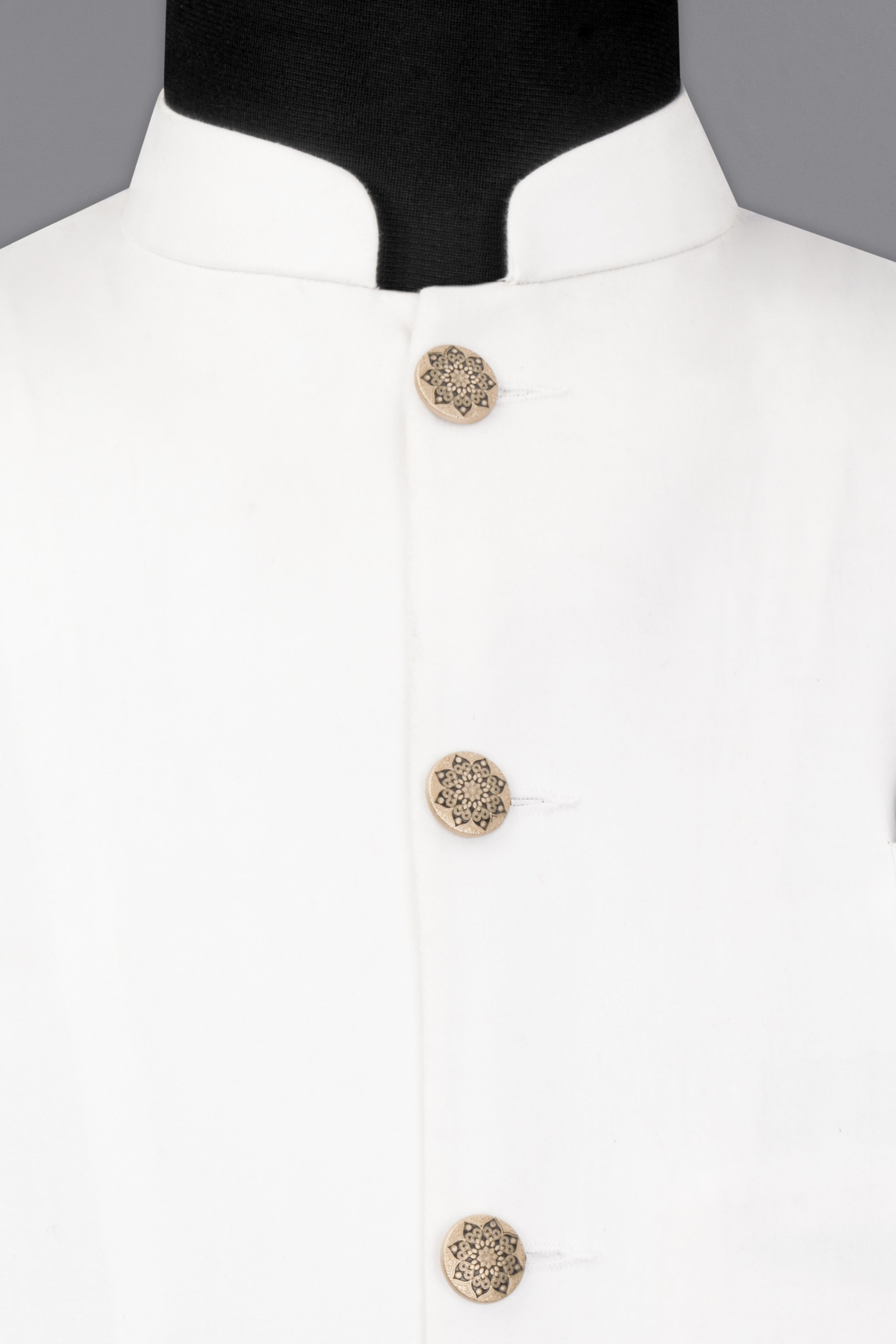 Bright White Cross Placket Stretchable traveler Premium Cotton Bandhgala Suit