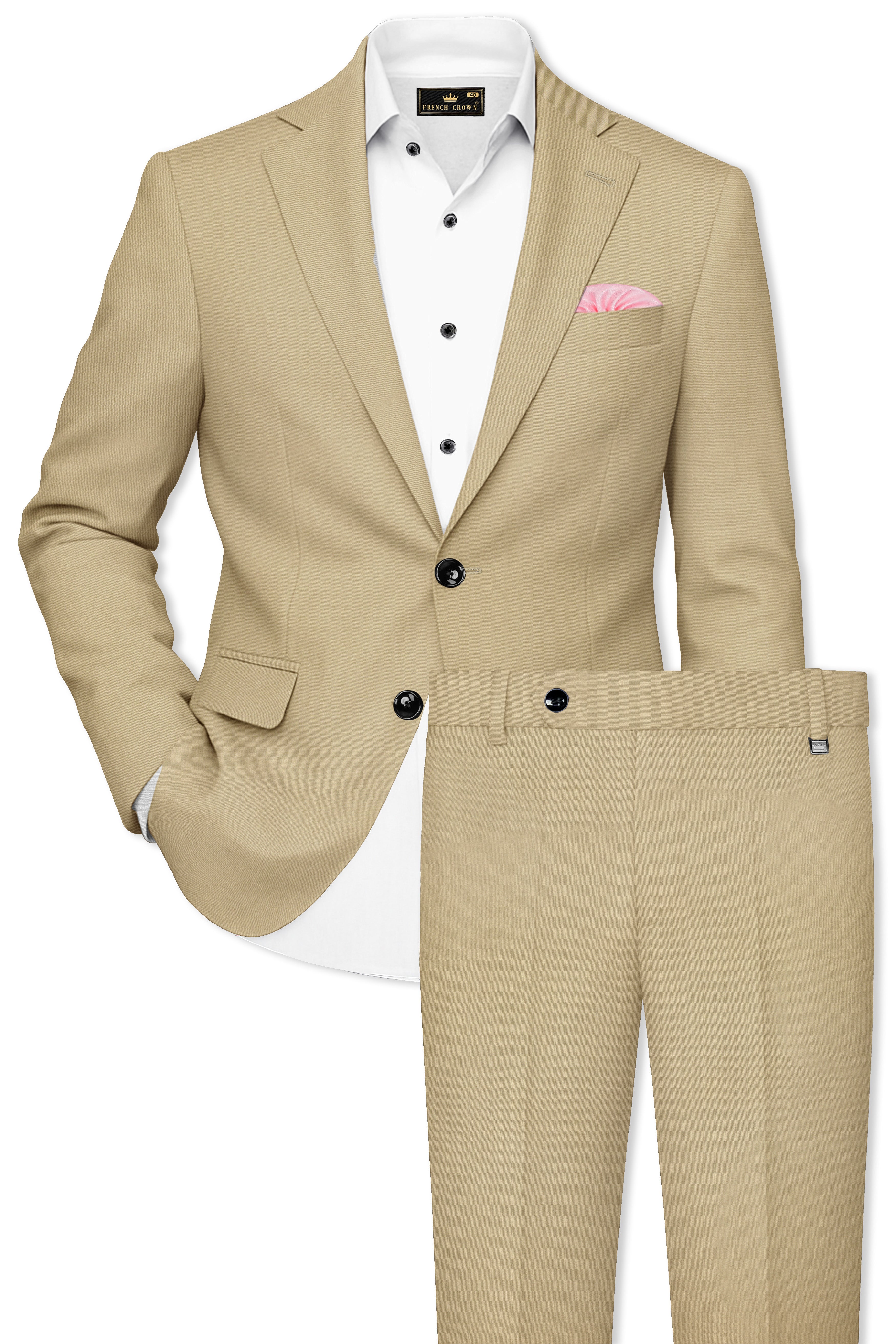 Yuma Cream Wool Rich Single Breasted Suit
