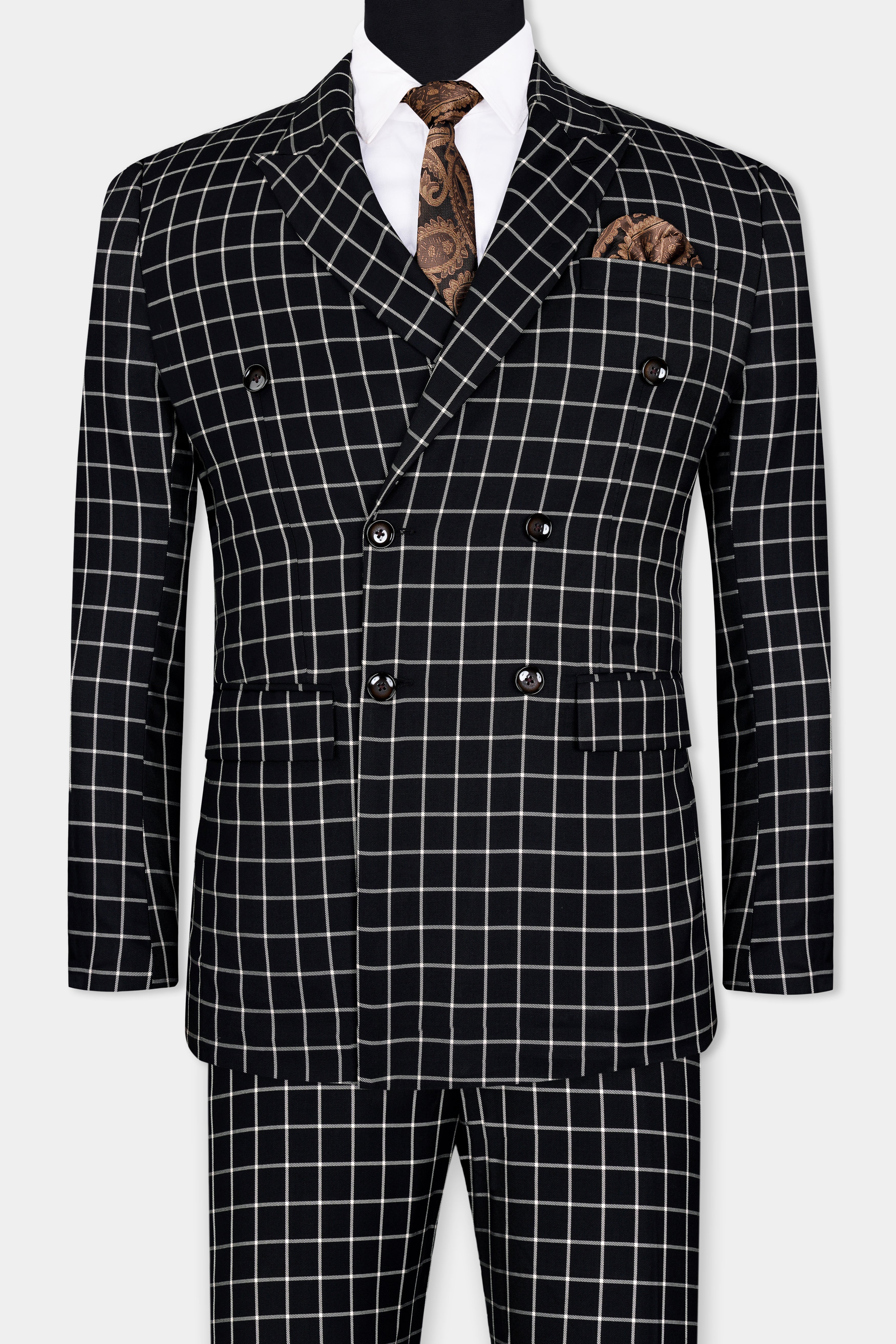 スーツ 50's style shadow double check suit The double-breasted office suit sets you up for the day and