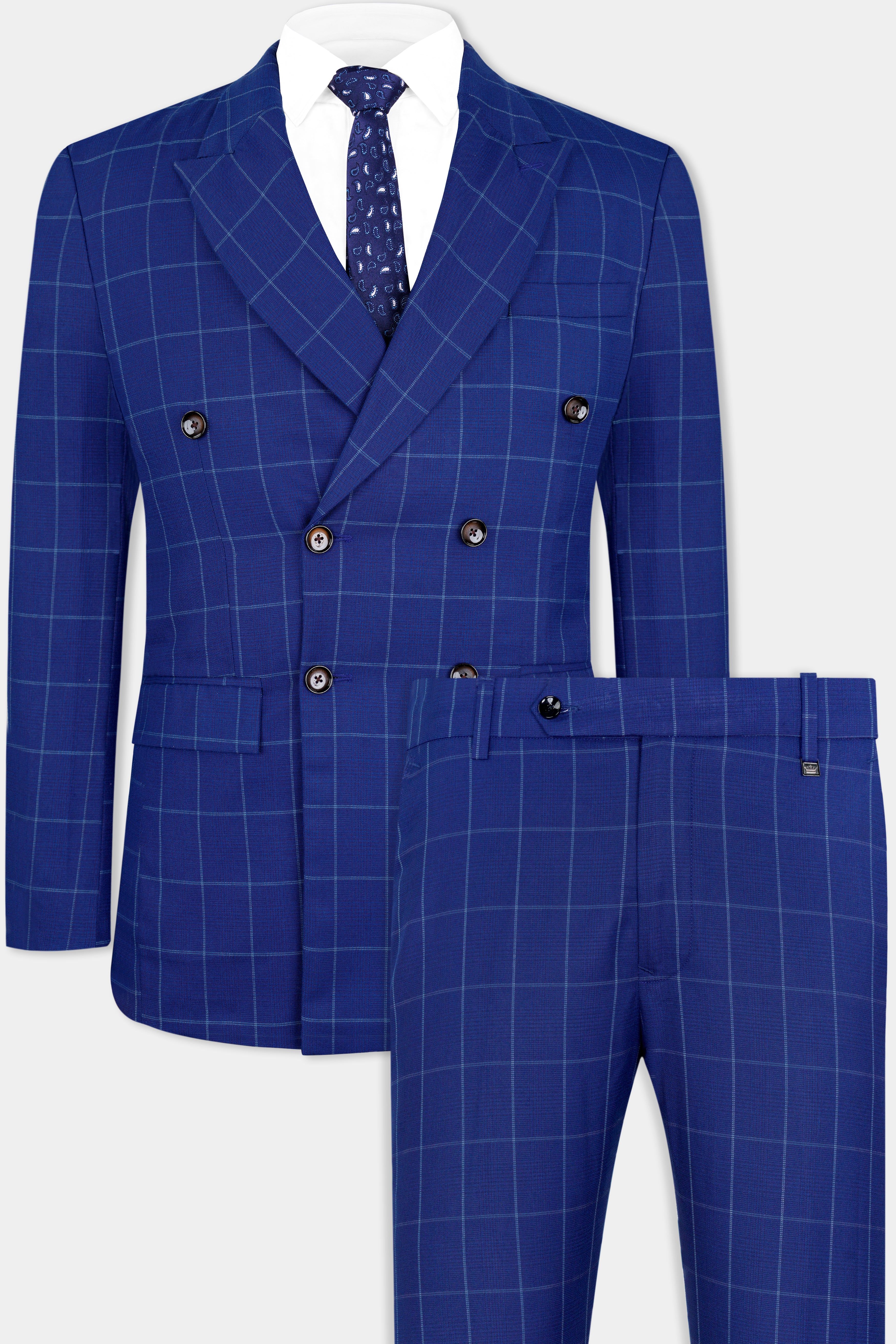 Lapis Blue Windowpane Wool Rich Double Breasted Suit ST2940-DB-36,ST2940-DB-38,ST2940-DB-40,ST2940-DB-42,ST2940-DB-44,ST2940-DB-46,ST2940-DB-48,ST2940-DB-50,ST2940-DB-52,ST2940-DB-54,ST2940-DB-56,ST2940-DB-58,ST2940-DB-60