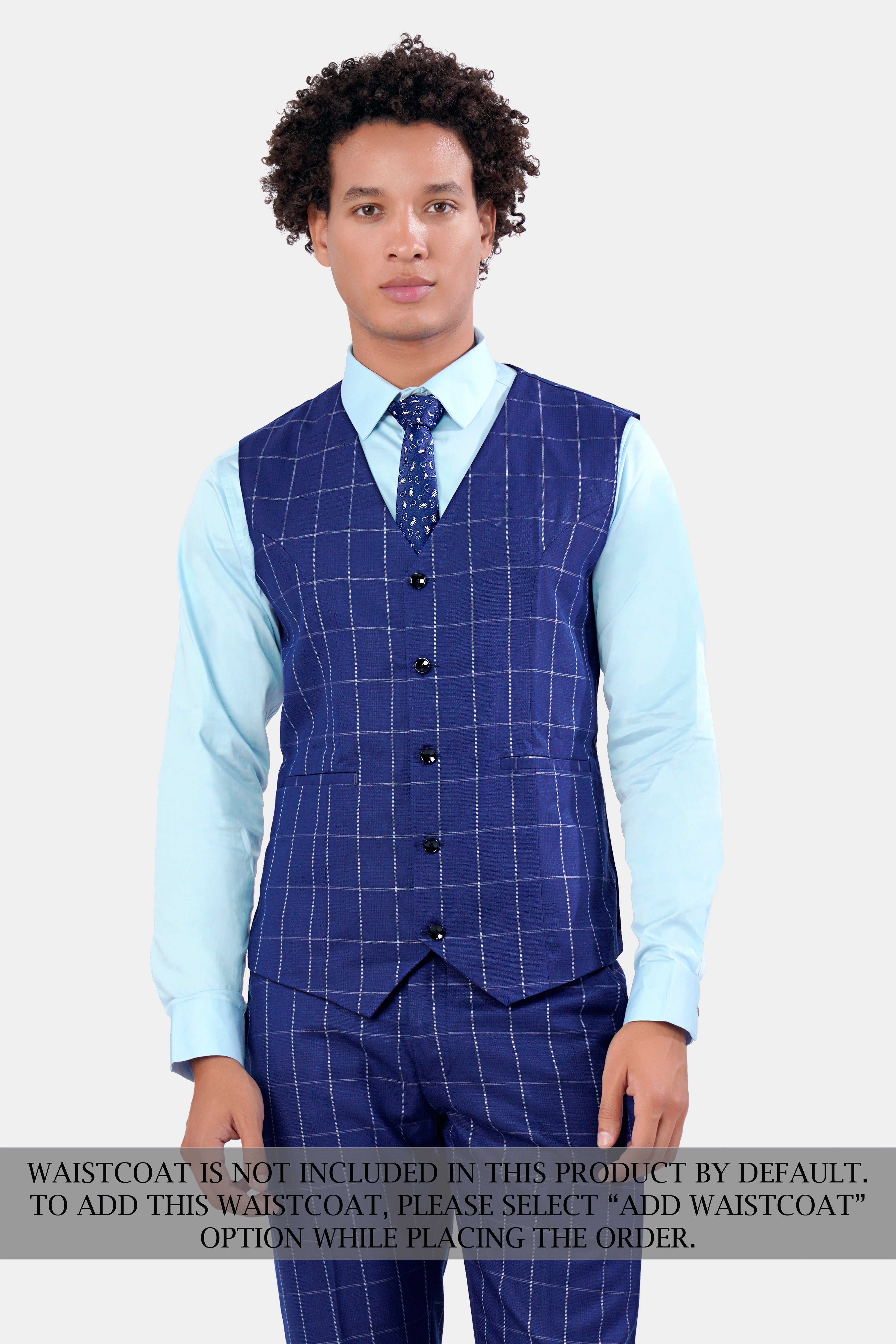Lapis Blue Checks-Plaid Premium wool blend Double Breasted Suit